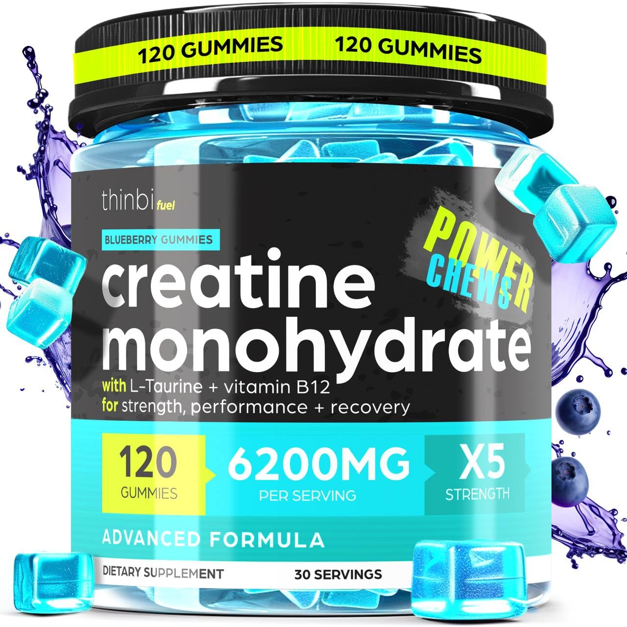 Creatine Monohydrate Gummies Complex 6200mg for Men & Women - 120 Gummies Advanced Formula W/L-Taurine + Vitamin B12 for Muscle Strength, Muscle Builder, Energy Boost Thinbi buy supplements canada