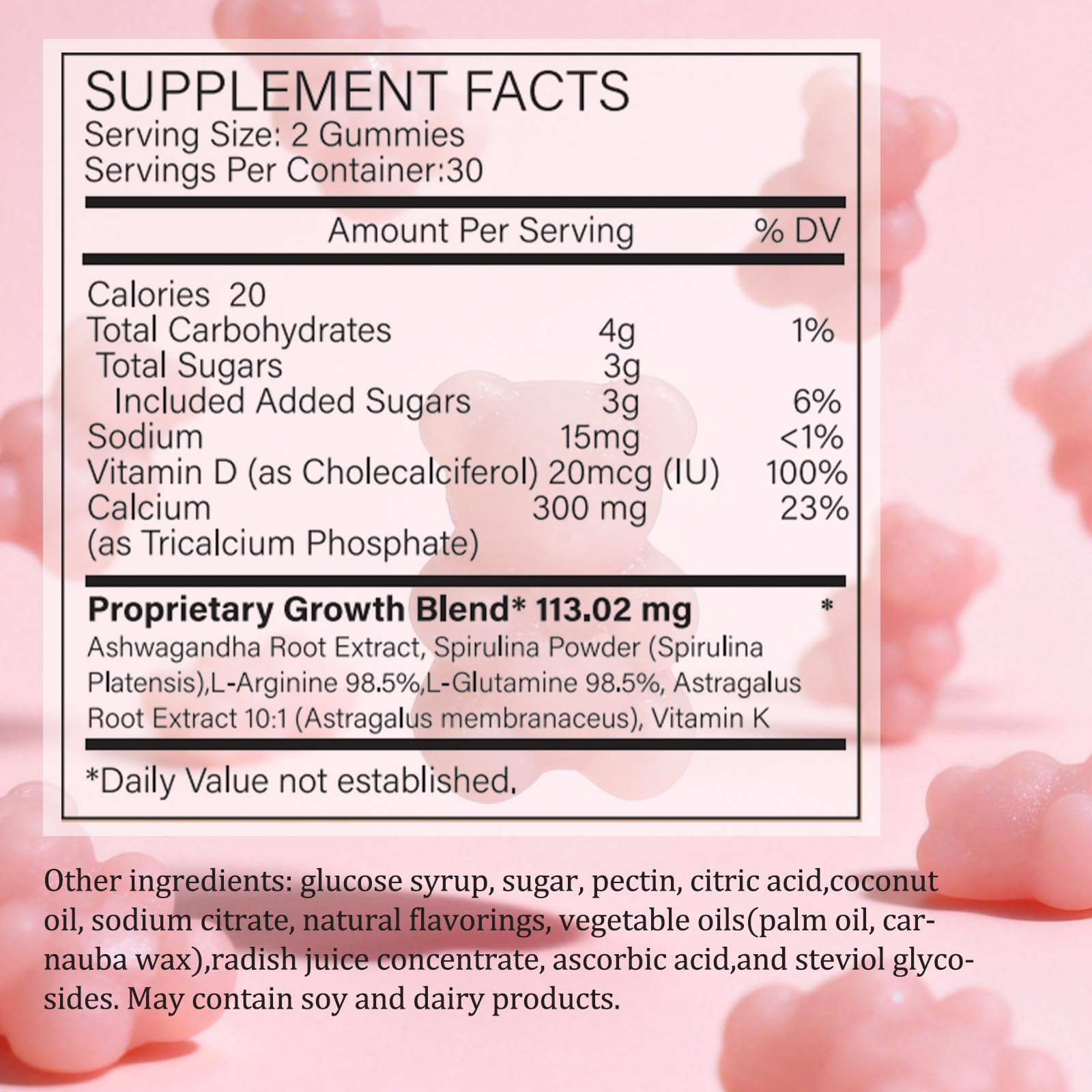 ZYGCDZ Growth Gummies for Kids & Teens - Natural Height Support with Vitamin D3, K2, Calcium & Ashwagandha - Bone Strength Supplement for Picky Eaters Ages 5+ (Watermelon Flavor) (1) ZYGCDZ buy supplements canada