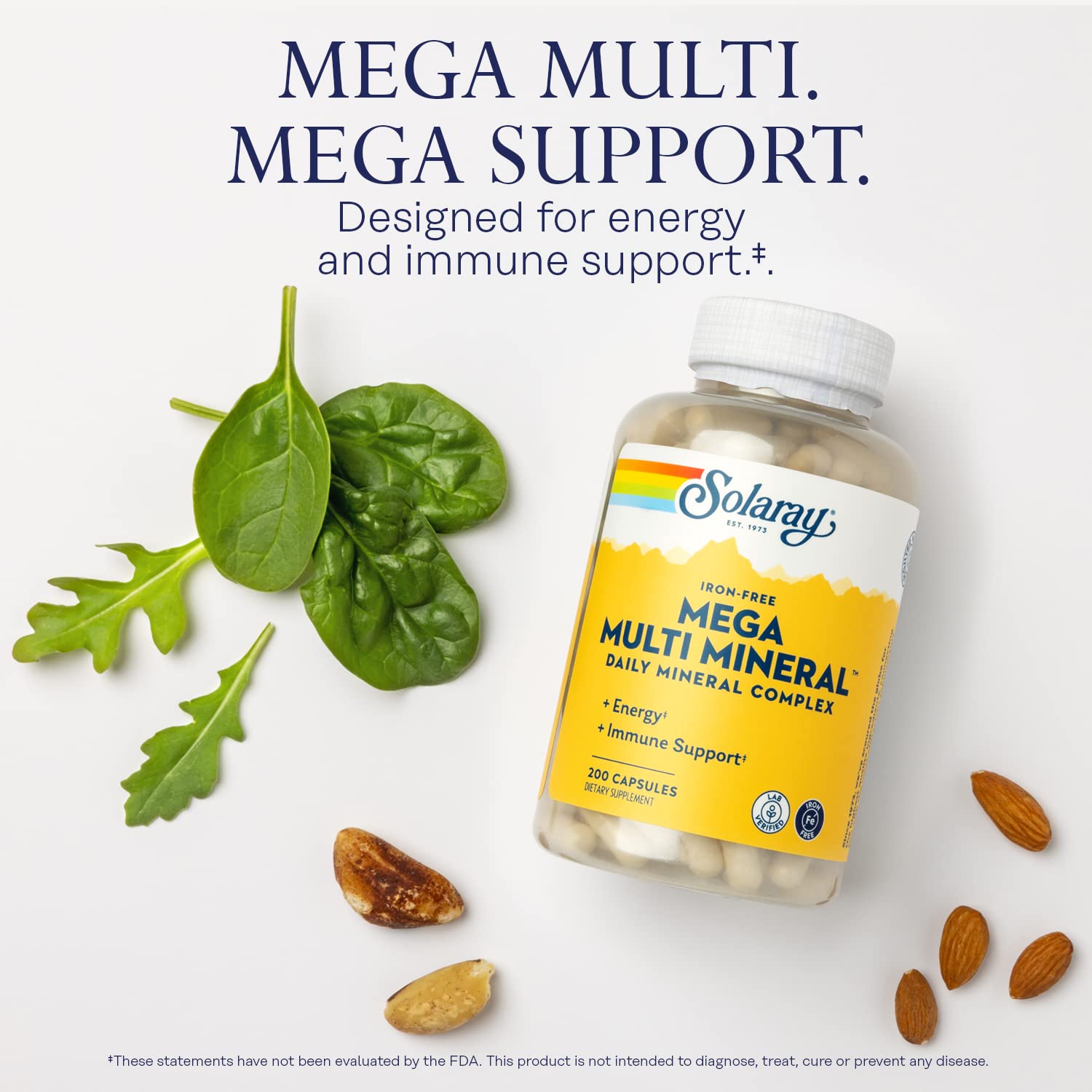 SOLARAY Mega Multi Mineral, Iron Free - Daily Mineral Supplement w/Trace Minerals, Electrolytes, Calcium, Magnesium, Zinc, Selenium, Boron -Cellular Energy, Immune Support, 60-Day Guarantee, 50 Serv SOLARAY buy supplements canada