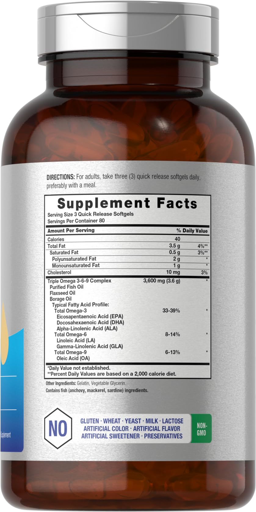 Triple Omega 3-6-9 240 Softgels | from Fish, Flaxseed, Borage Oils | Non-GMO & Gluten Horbäach buy supplements canada