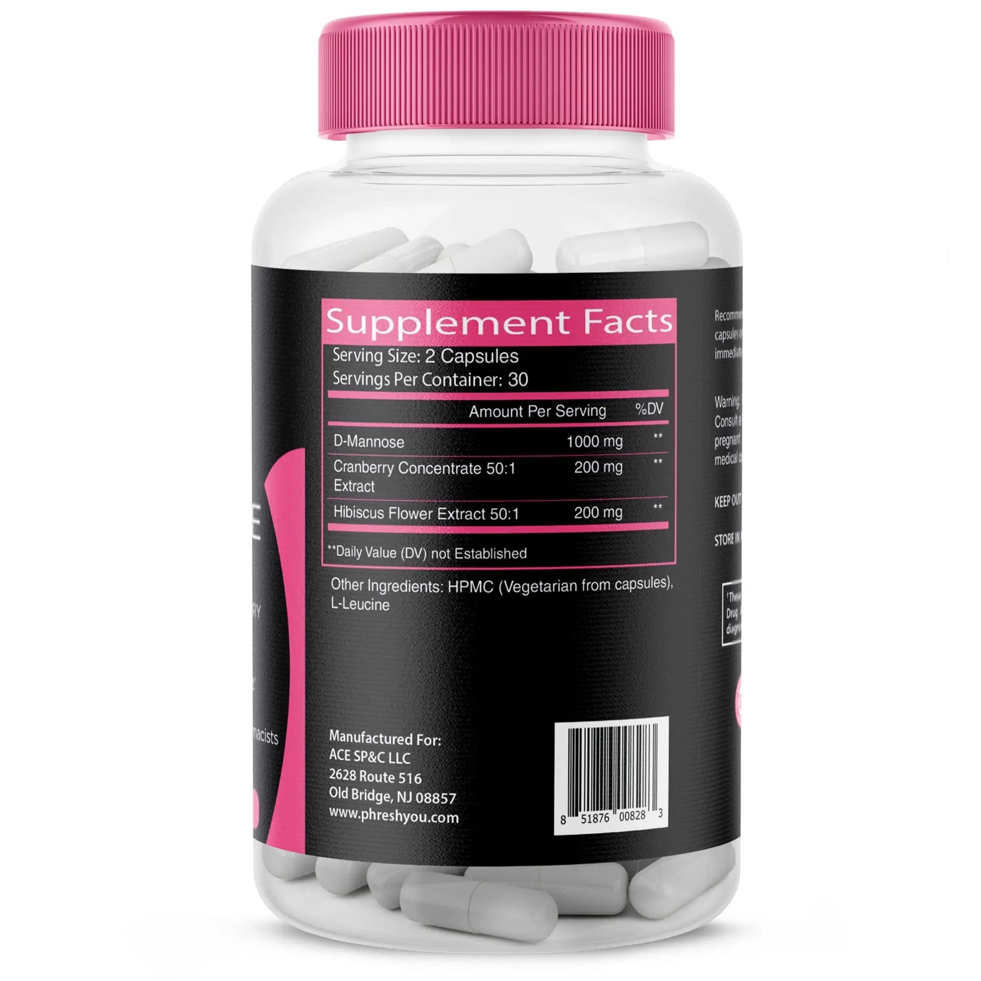 ACE NUTRITION pHresh D-Mannose with Cranberry Capsules for Women and Men, Maximum Strength 1000 mg Per Serving - Supports: Urinary Tract Health - Made in The USA ACE NUTRITION buy supplements canada