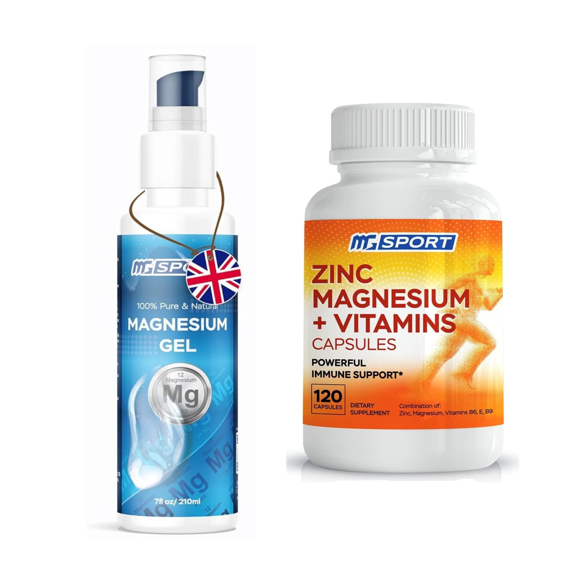 High Absorption Zinc and Magnesium Bundle for Muscle Recovery - Zinc Supplement and Transdermal Magnesium Gel for Leg Cramps MgSport buy supplements canada