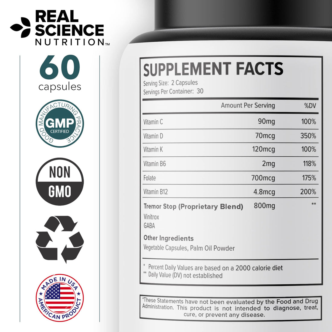 Real Science Tardivex All Natural Nerve Support Supplement for Neurological Balance - Includes Vinitrox, GABA & Essential Vitamins for Controlled Movement & Coordination - Made in USA, 60 Caps Real Science Nutrition buy supplements canada