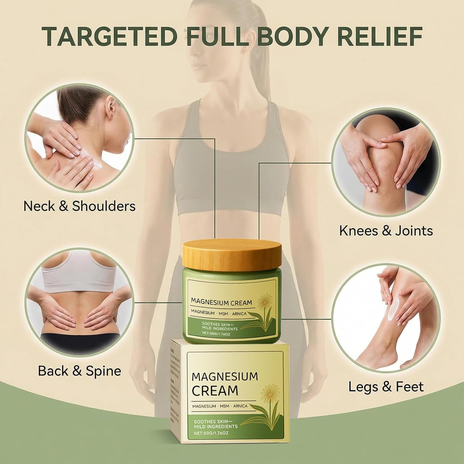 Magnesium Cream with MSM & Arnica,Nerve Relief Mild Ingredients for Skin Soothing,Fast-Absorbing Non-Greasy Massage Cream for Daily Comfort Generic buy supplements canada