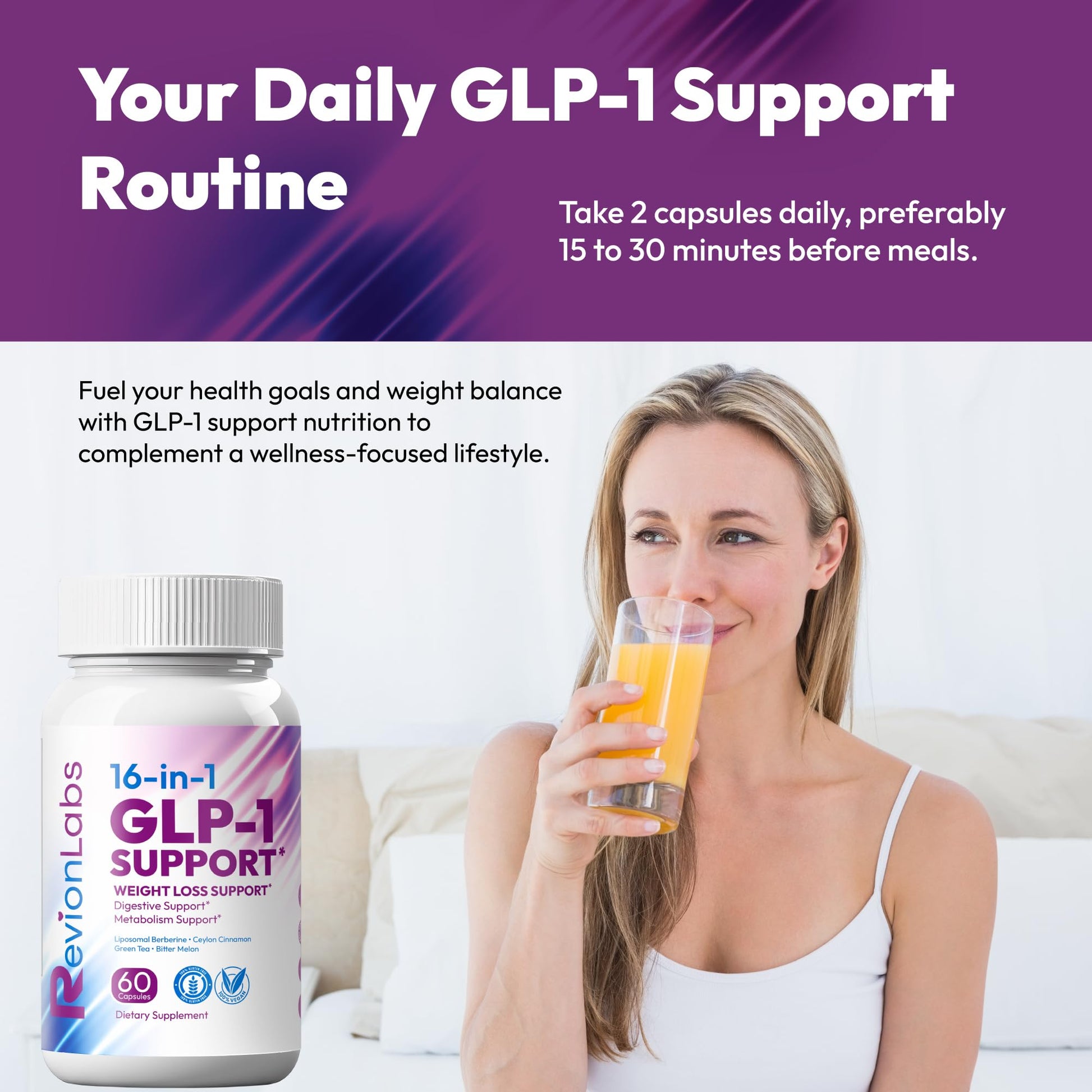 Revion LABS GLP-1 Support Weight Loss Supplement - Natural Appetite Suppressant for Women Men - Berberine Support Activate Hunger Control Curb Cravings Boost Metabolism Fat Burn & Gut Health Revion LABS buy supplements canada