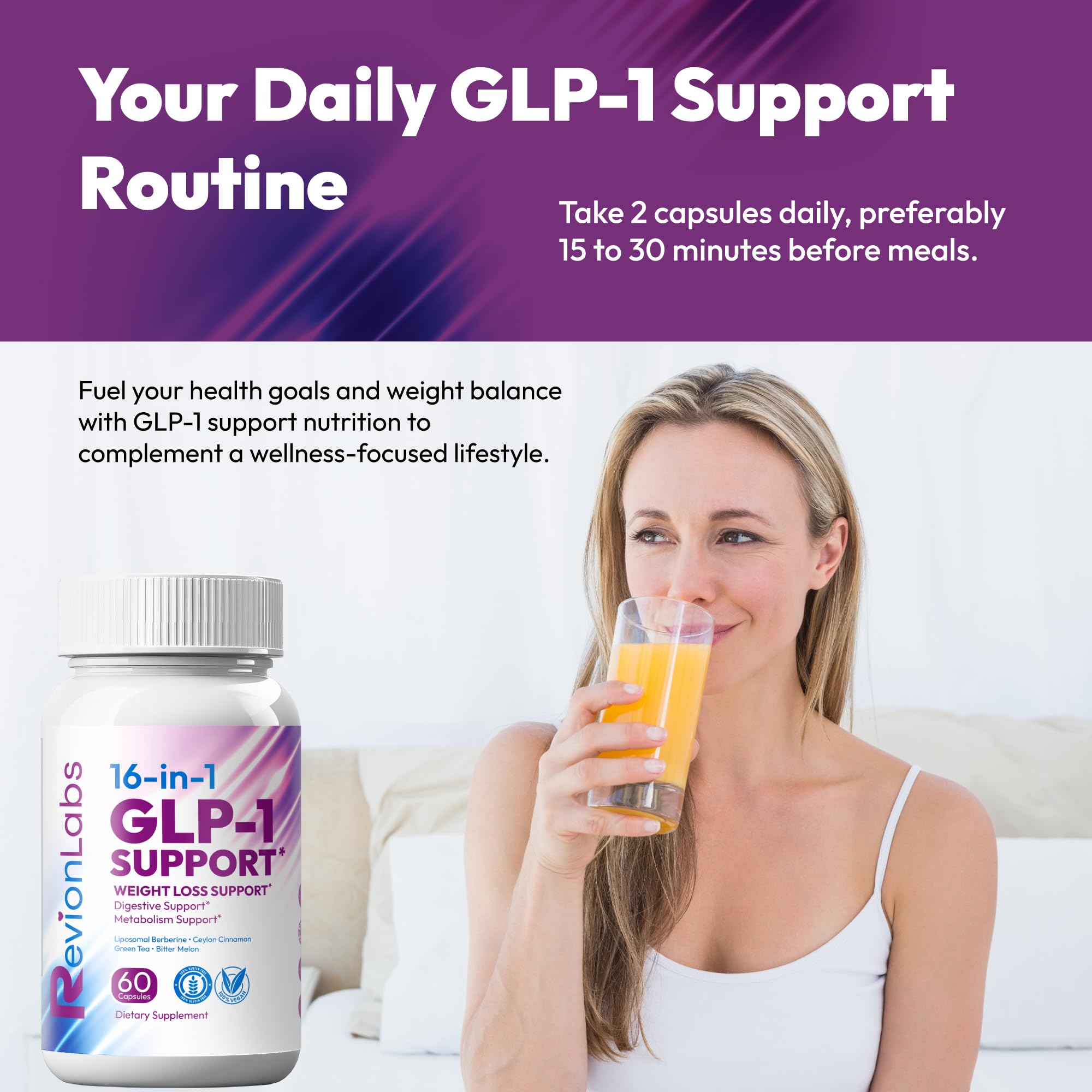 Revion LABS GLP-1 Support Weight Loss Supplement - Natural Appetite Suppressant for Women Men - Berberine Support Activate Hunger Control Curb Cravings Boost Metabolism Fat Burn & Gut Health Revion LABS buy supplements canada