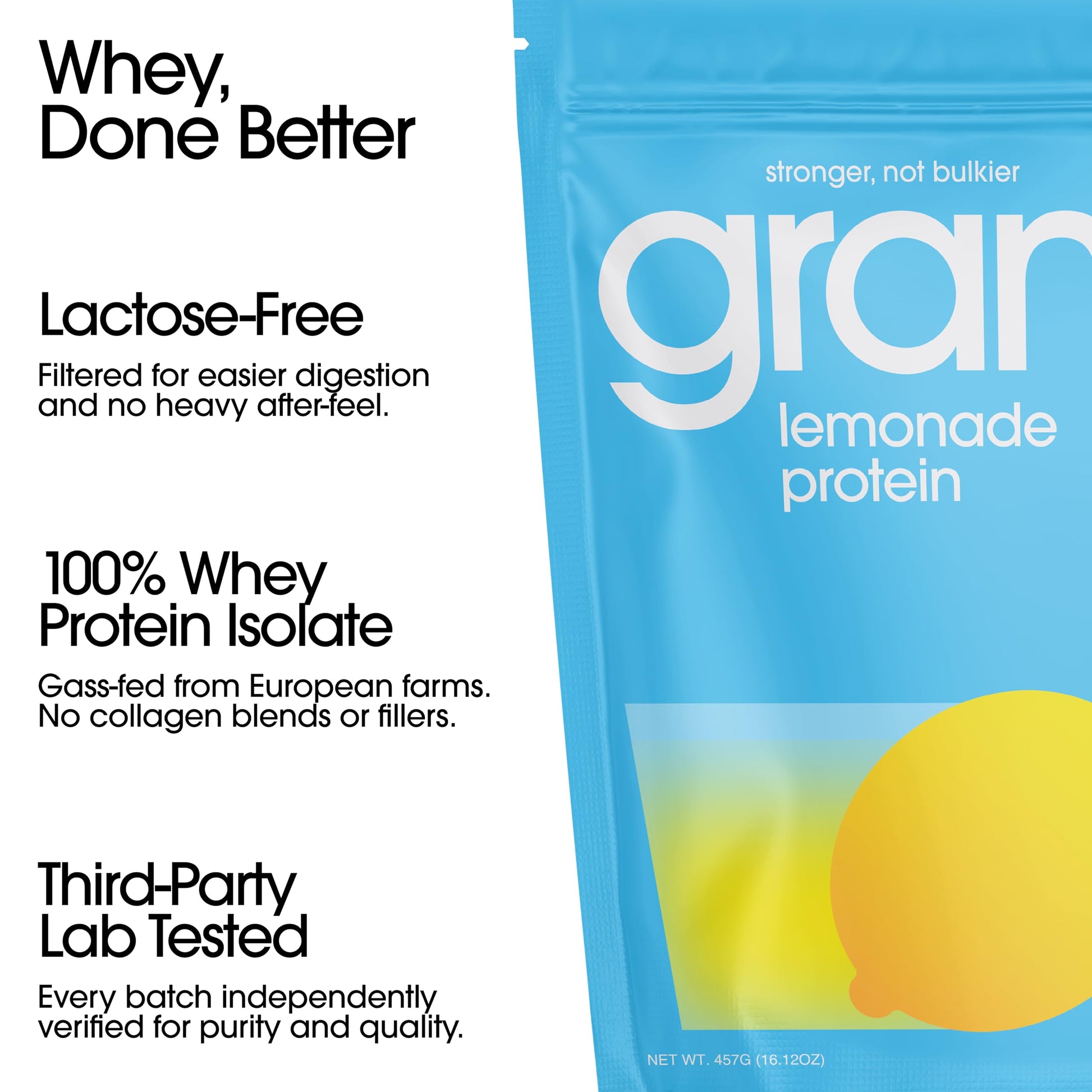 GRAMMS Clear Protein Powder 20G Protein for Women & Men | Lactose Free, Grass-Fed Whey Isolate, Gluten Free, Zero Sugar, Gut Friendly, Non-Bloating GRAMMS buy supplements canada