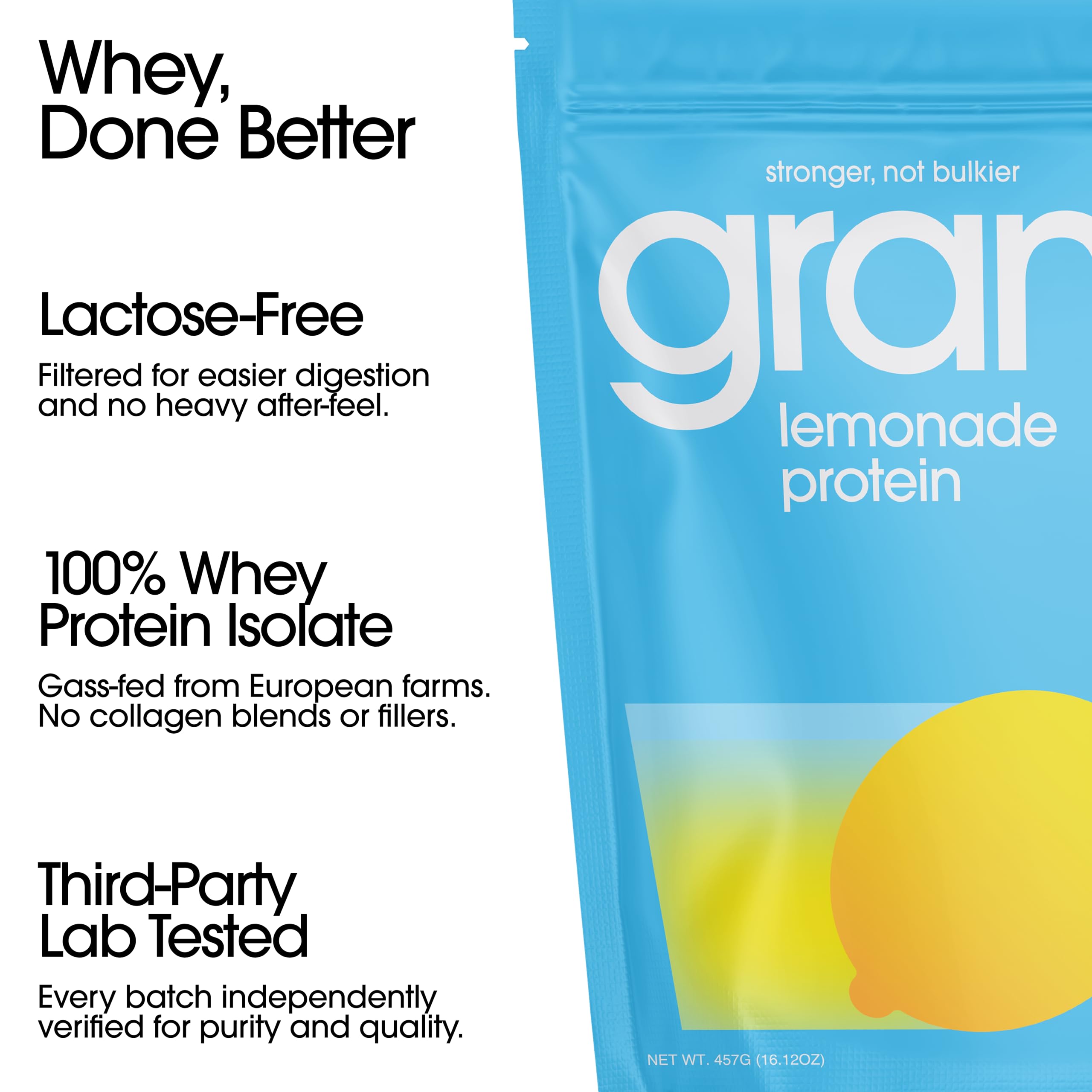 GRAMMS Clear Protein Powder 20G Protein for Women & Men | Lactose Free, Grass-Fed Whey Isolate, Gluten Free, Zero Sugar, Gut Friendly, Non-Bloating GRAMMS buy supplements canada