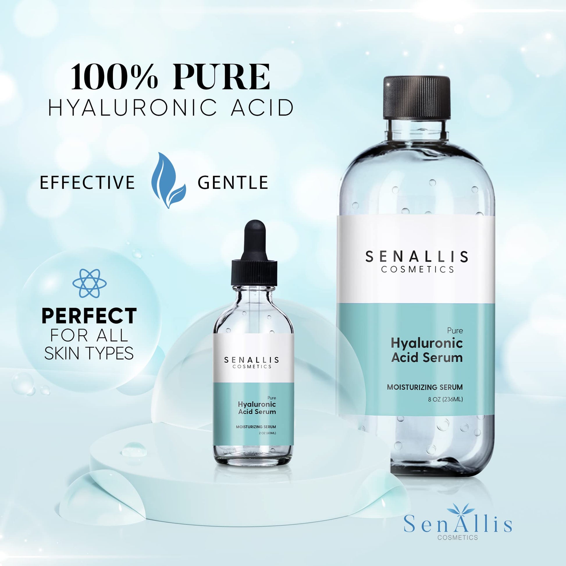 Hyaluronic Acid Serum 8 fl oz And 2 fl oz, Made From Pure Hyaluronic Acid, Anti Aging/Wrinkle, Ultra-Hydrating Moisturizer SenAllis Cosmetics buy supplements canada