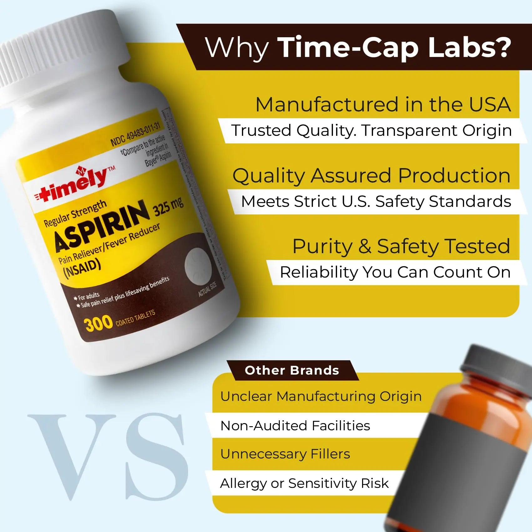 TIME-Cap-Labs 300 Count Regular Strength Aspirin 325mg for Adults - Compared to Bayer - Coated Regular Strength Aspirin Tablets - Pain Reliever for Minor Aches and Pains TIME-CAP LABS, INC. buy supplements canada