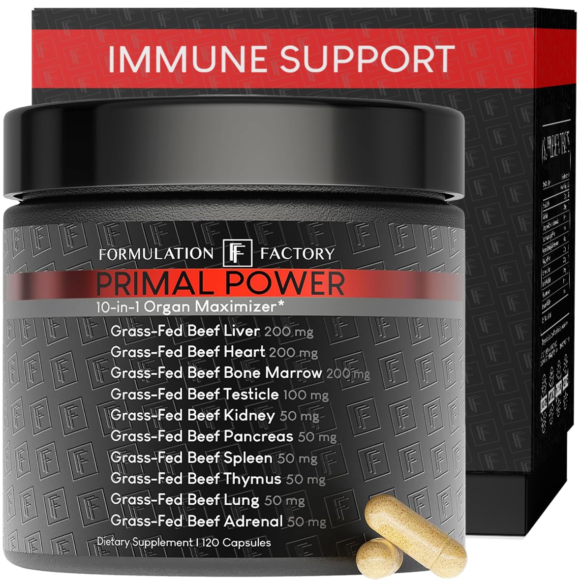 Formulation Factory Beef Liver Capsules - 10-in-1 Primal Powder Beef Organ Supplement for Men & Women with Bone Marrow & Beef Testicle - Grass Fed Ancestral Health - 120 Capsules, 2 Month Supply Formulation Factory buy supplements canada