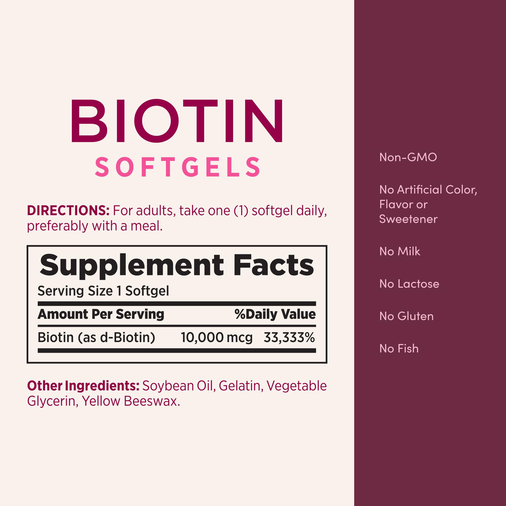 Nature's Bounty Biotin 10000mcg Supplement, Supports Healthy Hair, Skin and Nails, Optimal Solutions Hair Vitamin with Biotin Nature's Bounty Optimal Solutions buy supplements canada