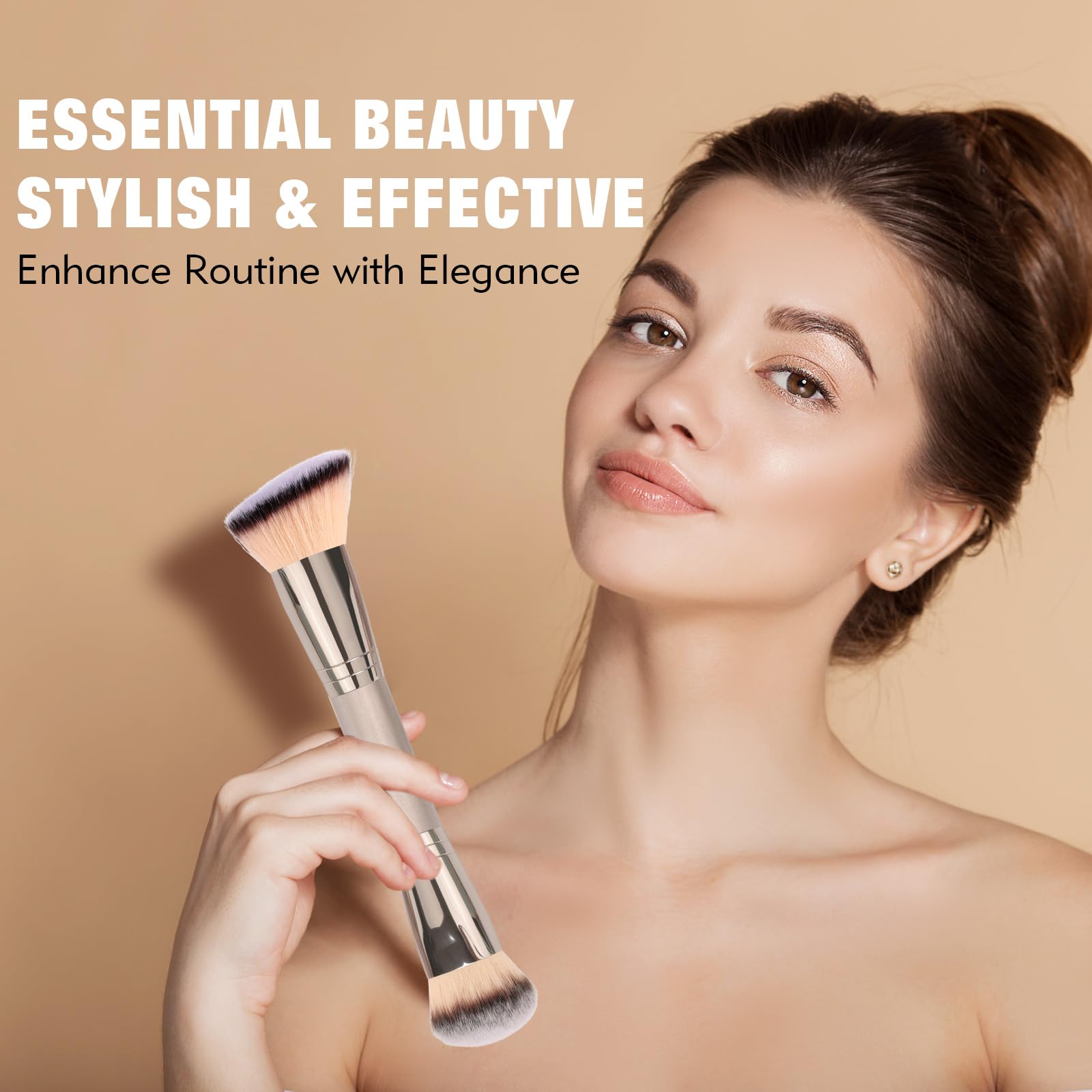 Dual-Ended Foundation Brush: Round & Angled Pro-Grade makeup brushes, 100% Vegan Synthetic Makeup Brush for Flawless Blending and Application of Liquid, Powder, Cream, Blush dpolla buy supplements canada