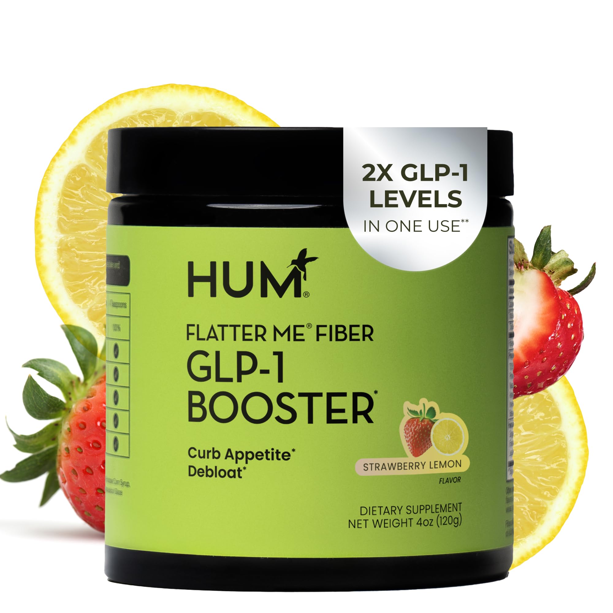 HUM Flatter Me Fiber Supplement for Women & Men, Prebiotics & Digestive Enzymes to Support Weight & Bloating, Digestive & Gut Health, Fiber Powder Drink Mix, Strawberry Lemon - 10 Servings HUM buy supplements canada