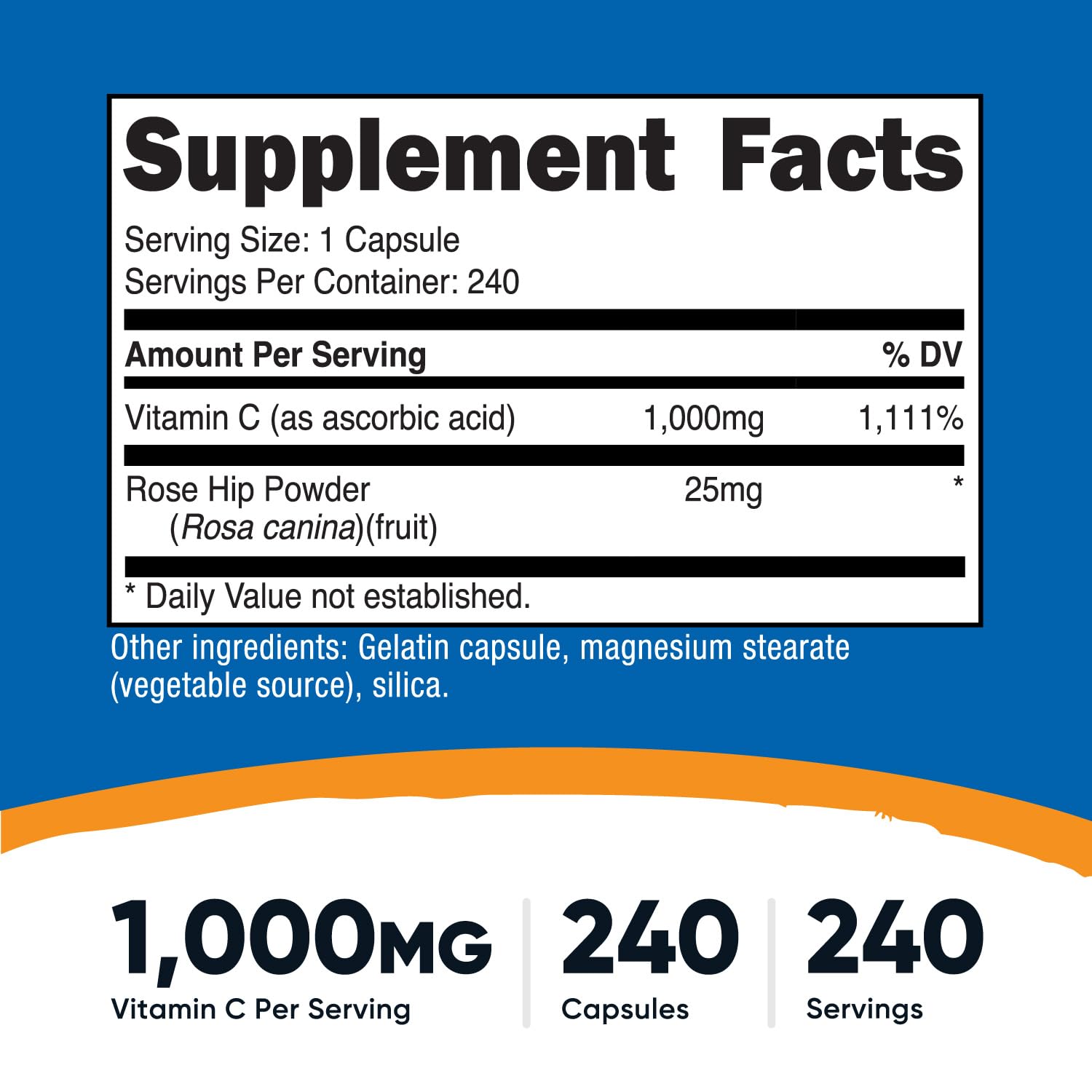 Nutricost Vitamin C with Rose Hips 1025mg, 240 Capsules - Vitamin C 1,000mg, Rose Hips 25mg, Premium Nutricost buy supplements canada