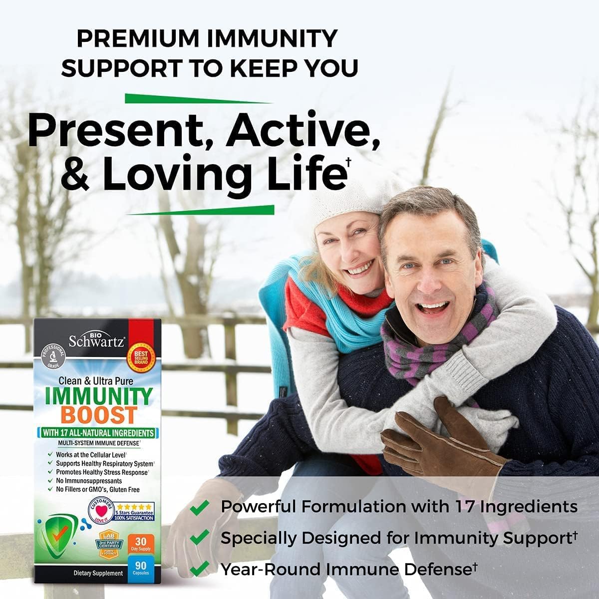 Immune Support Supplement with Vitamin C 1000mg Zinc Elderberry Extract Ginger BioSchwartz buy supplements canada
