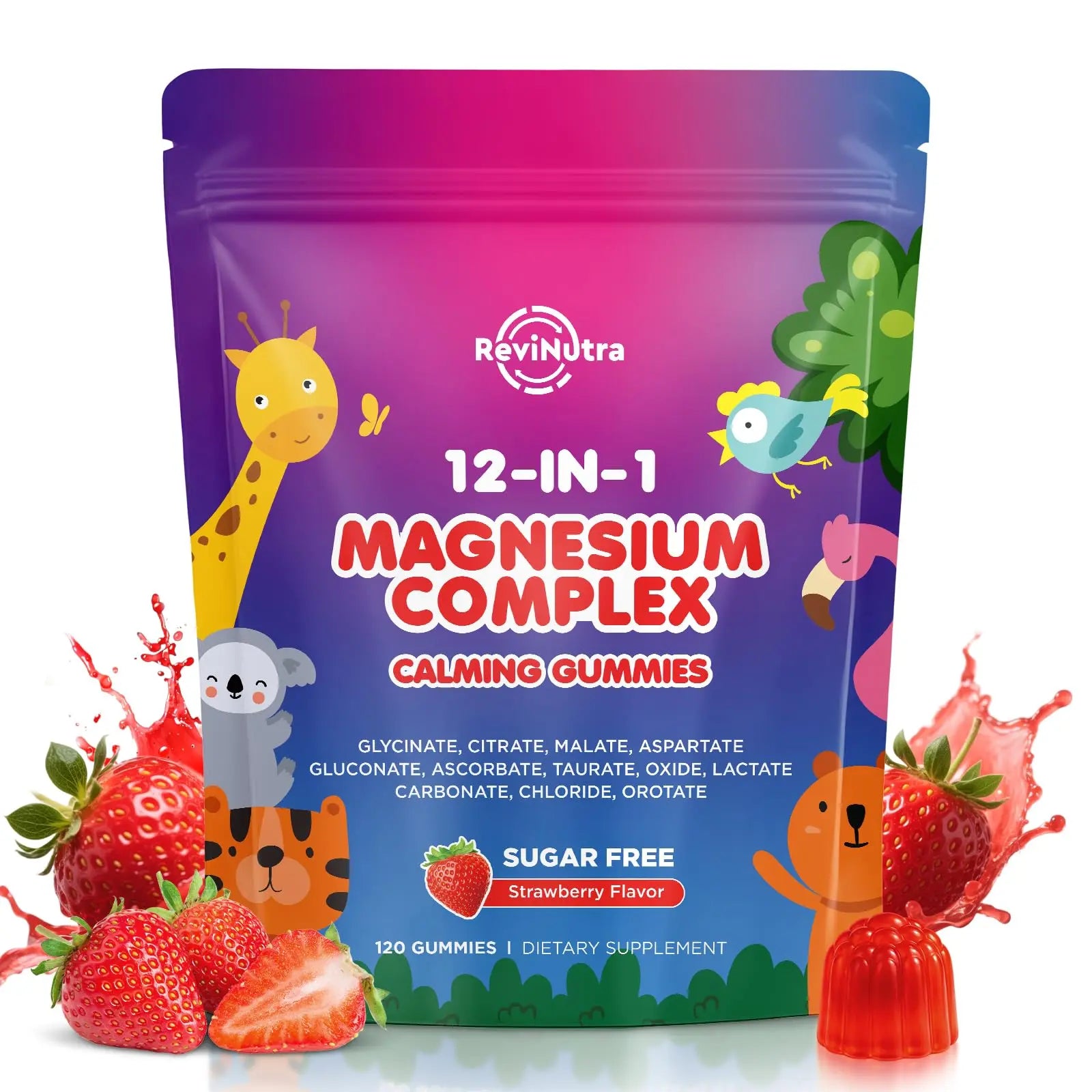 Magnesium Complex 700mg - 12 in 1 Magnesium Gummies with Glycinate, Citrate, Malate, Oxide, Taurate, Aspartate, Orotate - Supports Relaxation, Muscle & Heart - Sugar Free Strawberry 120 Count ReviNutra buy supplements canada