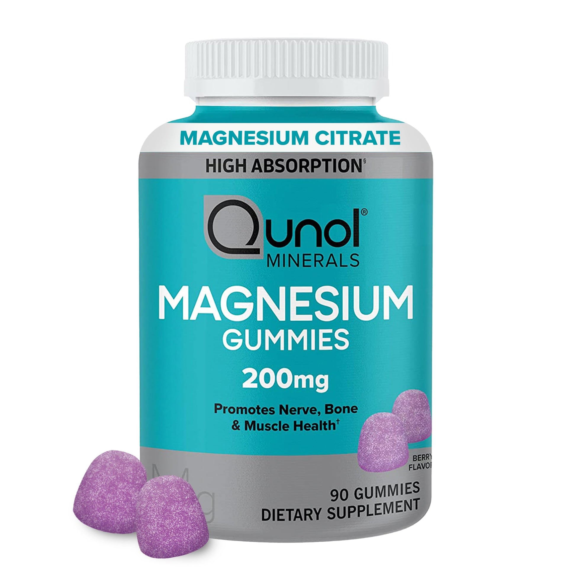 Qunol Magnesium Gummies for Adults, 200mg Elemental Magnesium (from 1,750mg Magnesium Citrate), High Absorption Magnesium Supplement, Supports Nerve, Bone and Muscle Health, Vegetarian, 90 Count Qunol buy supplements canada