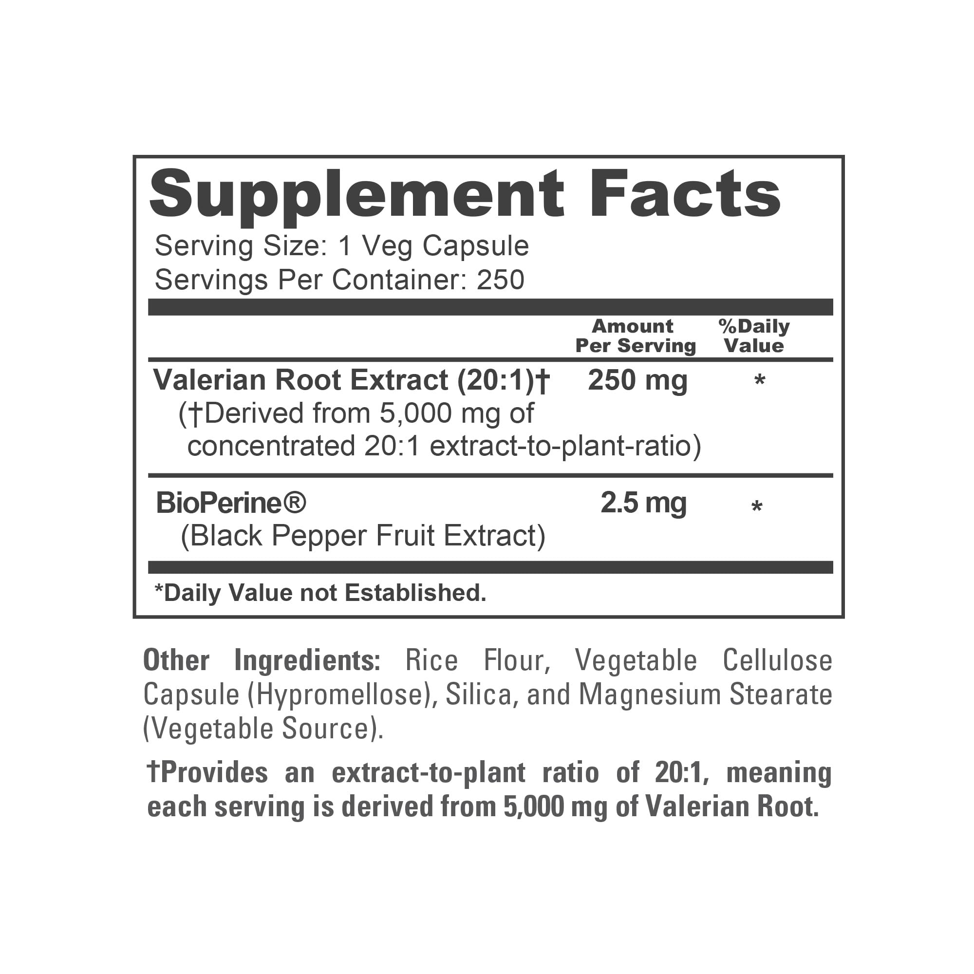 NusaPure Valerian Root 20:1 Extract, 250 mg Equivalent to 5000mg Per Veggie Caps, 250 Count, Vegan, Non-GMO, Bioperine NusaPure buy supplements canada