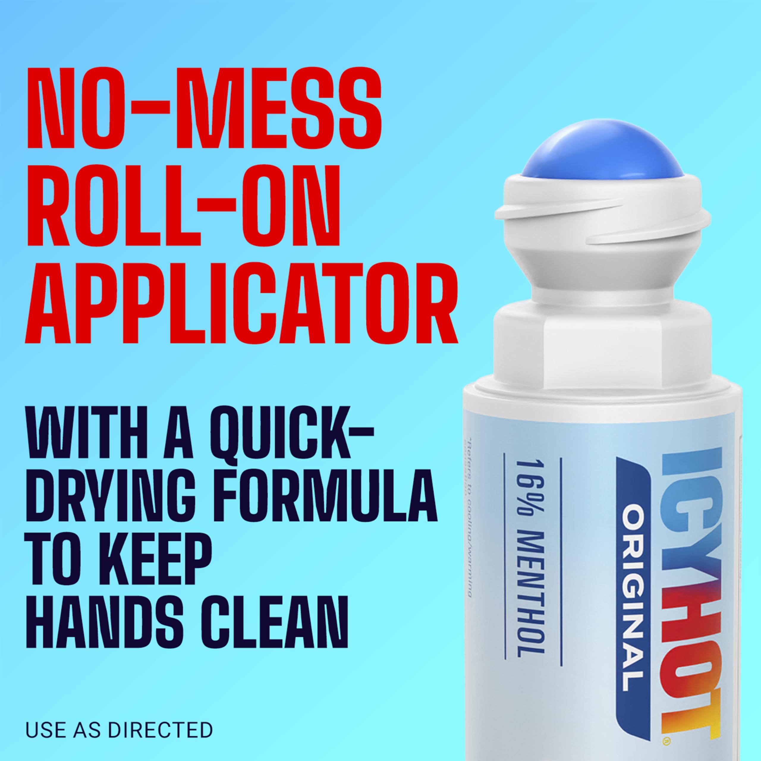 Icy Hot Original Pain Relief No-Mess Roll-On Applicator, Fast-Acting Pain Relief with Max Strength Menthol 16%, Contrast Therapy for Backaches, Joints, Muscle Strains and Arthritis, 2.5 oz Icy Hot buy supplements canada