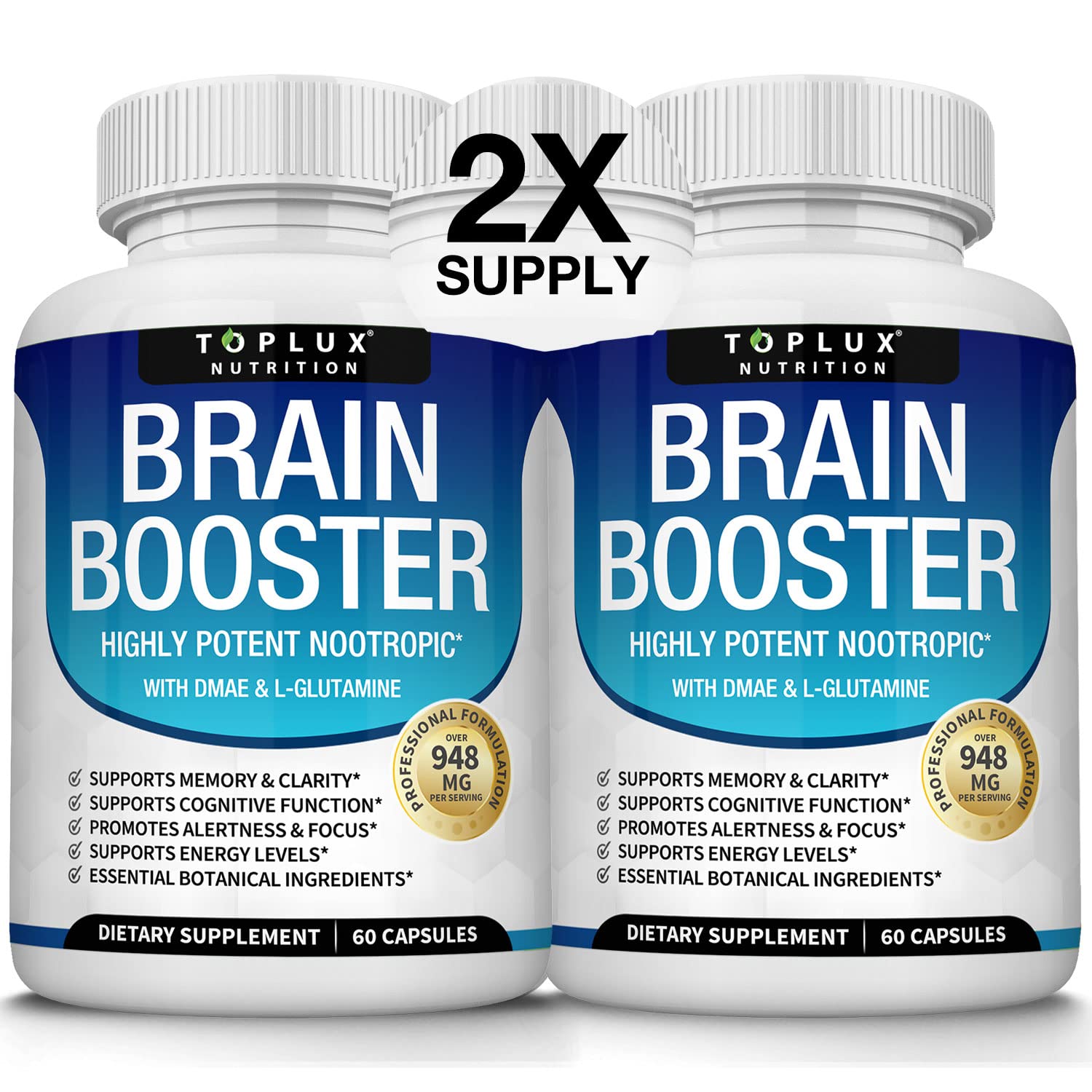 Toplux Brain Supplement Nootropic – Brain Pills Vitamin with DMAE, Bacopa Monnieri, L-Gutamine, for Men Women, 60 Capsules, Nutrition Toplux buy supplements canada