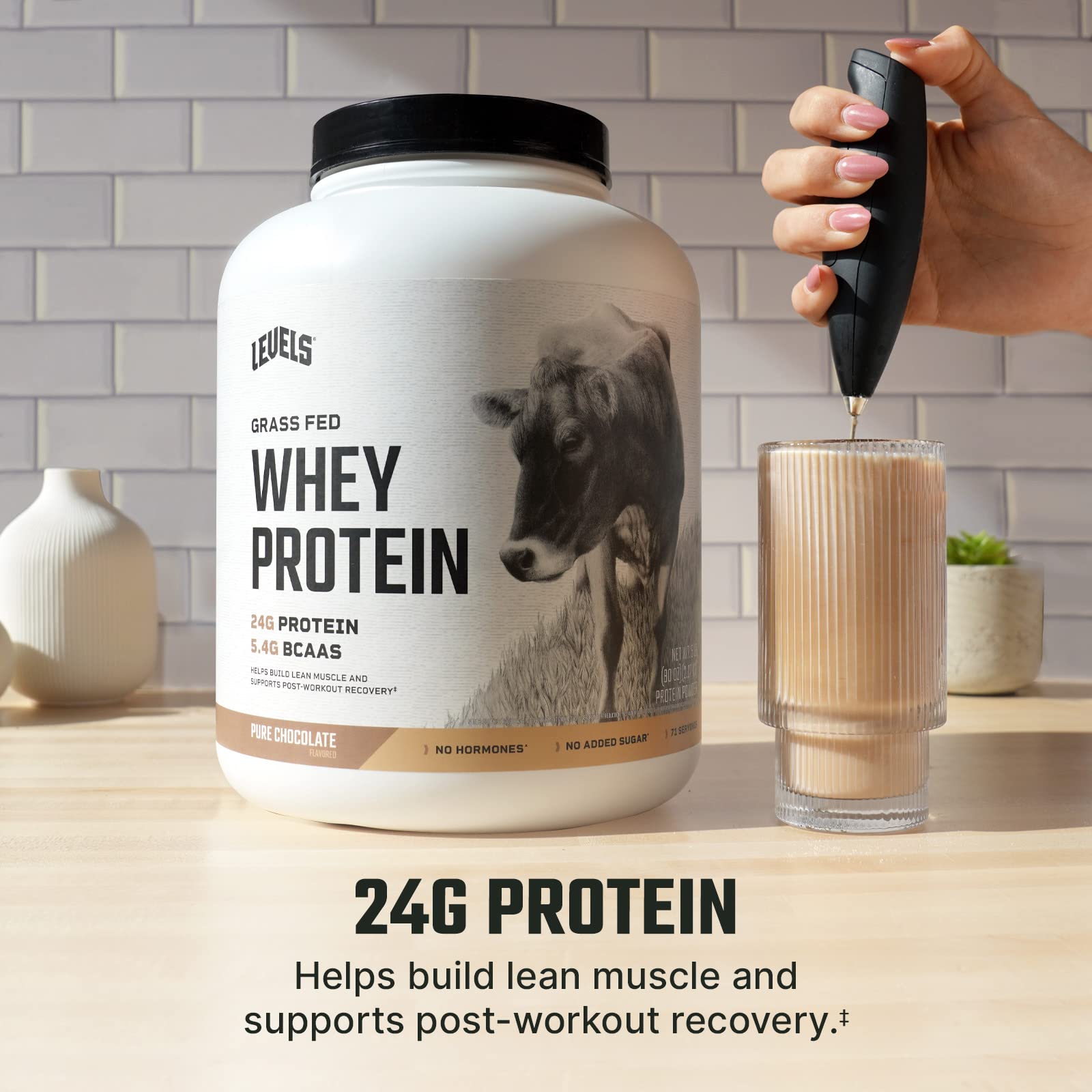 Levels Grass Fed 100% Whey Protein, No Hormones, Pure Chocolate, 5LB Levels Nutrition buy supplements canada