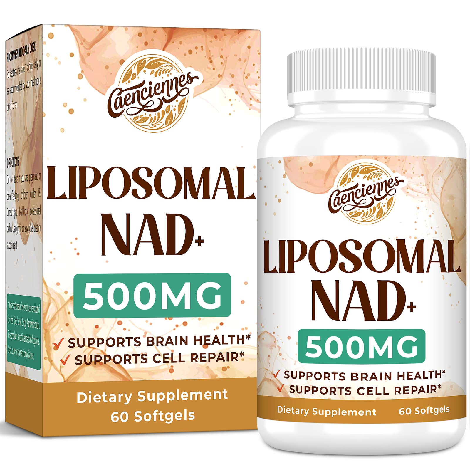 Caenciennes Liposomal NAD+ 500 MG Supplement, True NAD Plus Supplement, Superior Absorption, Boost NAD+ More Efficient Than Nicotinamide Riboside for Cellular Energy, Healthy Aging, 60 Serving Caenciennes buy supplements canada