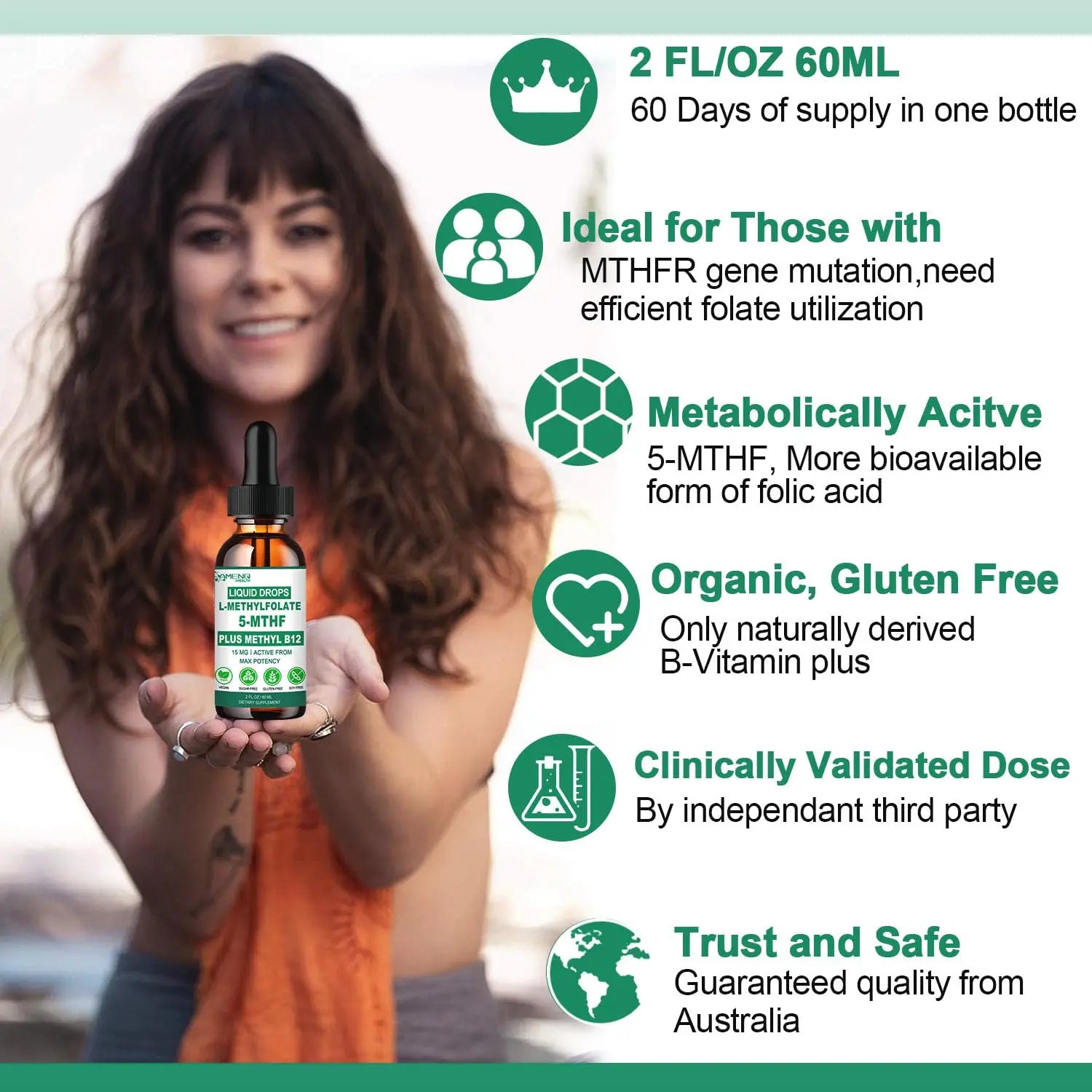 Methylfolate Supplement Liquid Drops, L Methy Folate 15mg Plus Methy B12, B6, B2 Multivitamin, Metabolically Active 5-MTHF Form AMENQ hHEALTH buy supplements canada