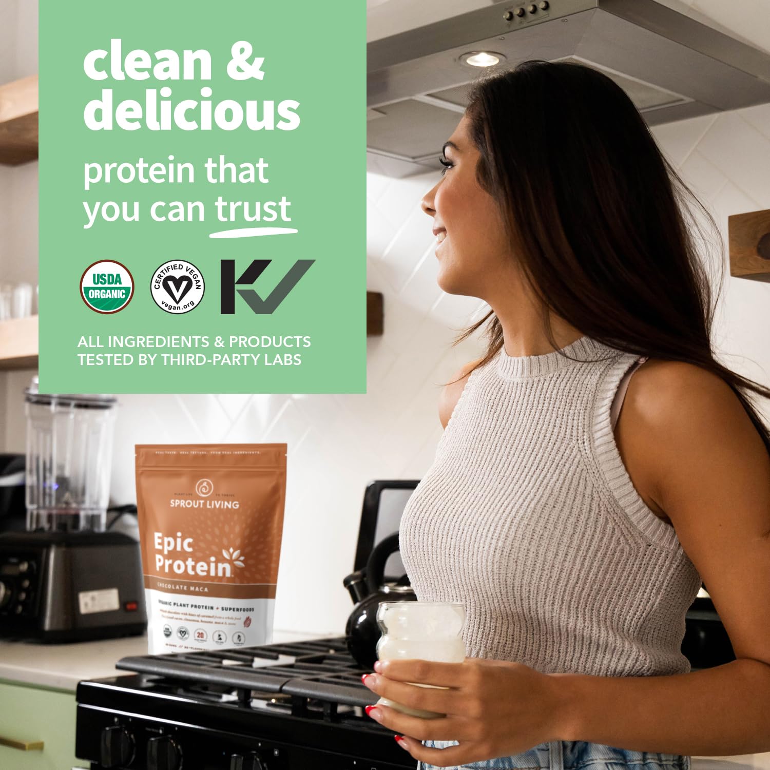 Sprout Living Epic Protein, Plant Based Protein & Superfoods Powder, Chocolate Maca Powder | 20 Grams Organic Protein Powder, Vegan, Non Dairy, Non-GMO, Gluten Free Sprout Living buy supplements canada