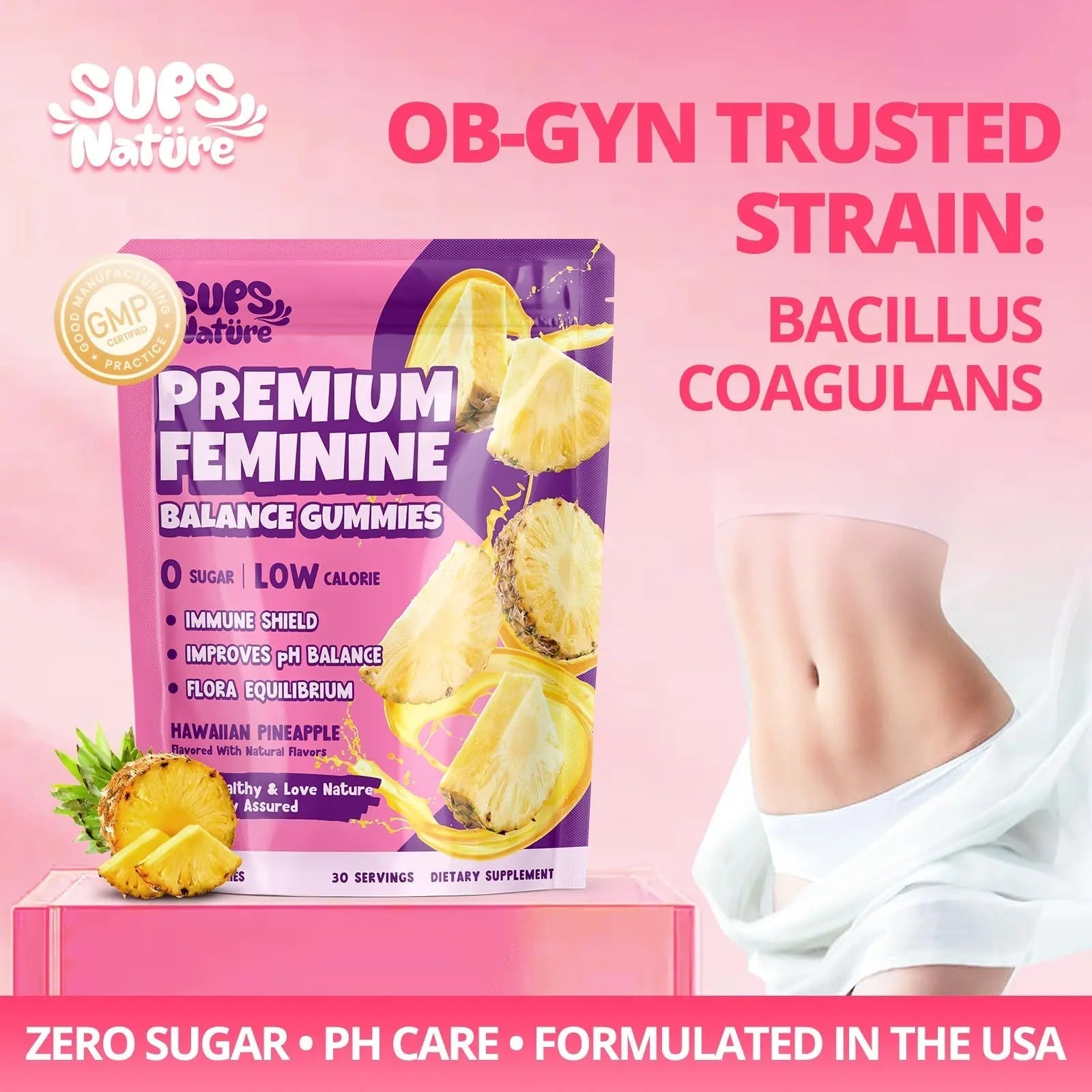Women's Probiotic Gummies Nutrition Premium Feminine Balance Gummies - Supports pH Balance, Digestion & Immune Health - Hawaiian Pineapple Flavor sups nature buy supplements canada