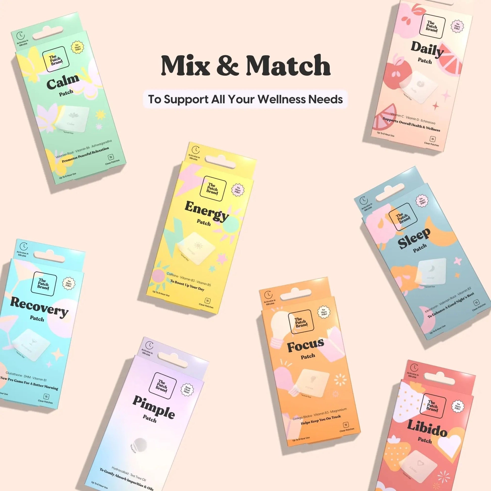 The Patch Brand Daily Support Patches | Natural Wellness Infused with Vitamin C, Zinc Citrate, Vitamin D, Ginko Biloba and Echinacea The Patch Brand buy supplements canada