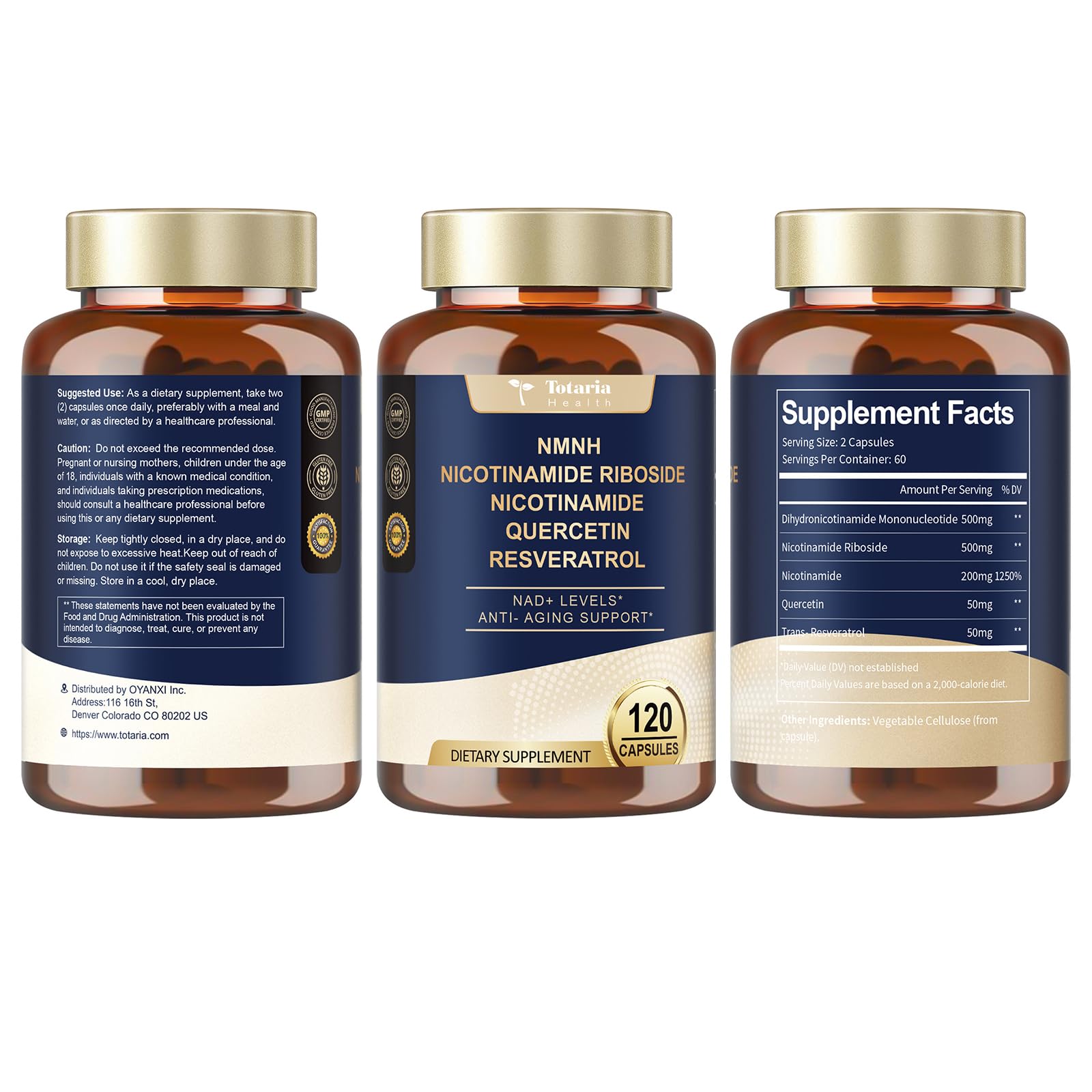 Totaria NMNH 500mg (Dihydronicotinamide Mononucleotide), Premium NMN Alternative Supplement w/Niacinamide (Vitamin B3), Quercetin, Trans-Resveratrol, for NAD+, Skin Cell, Anti-Aging & Energy, 120 Ct Totaria buy supplements canada