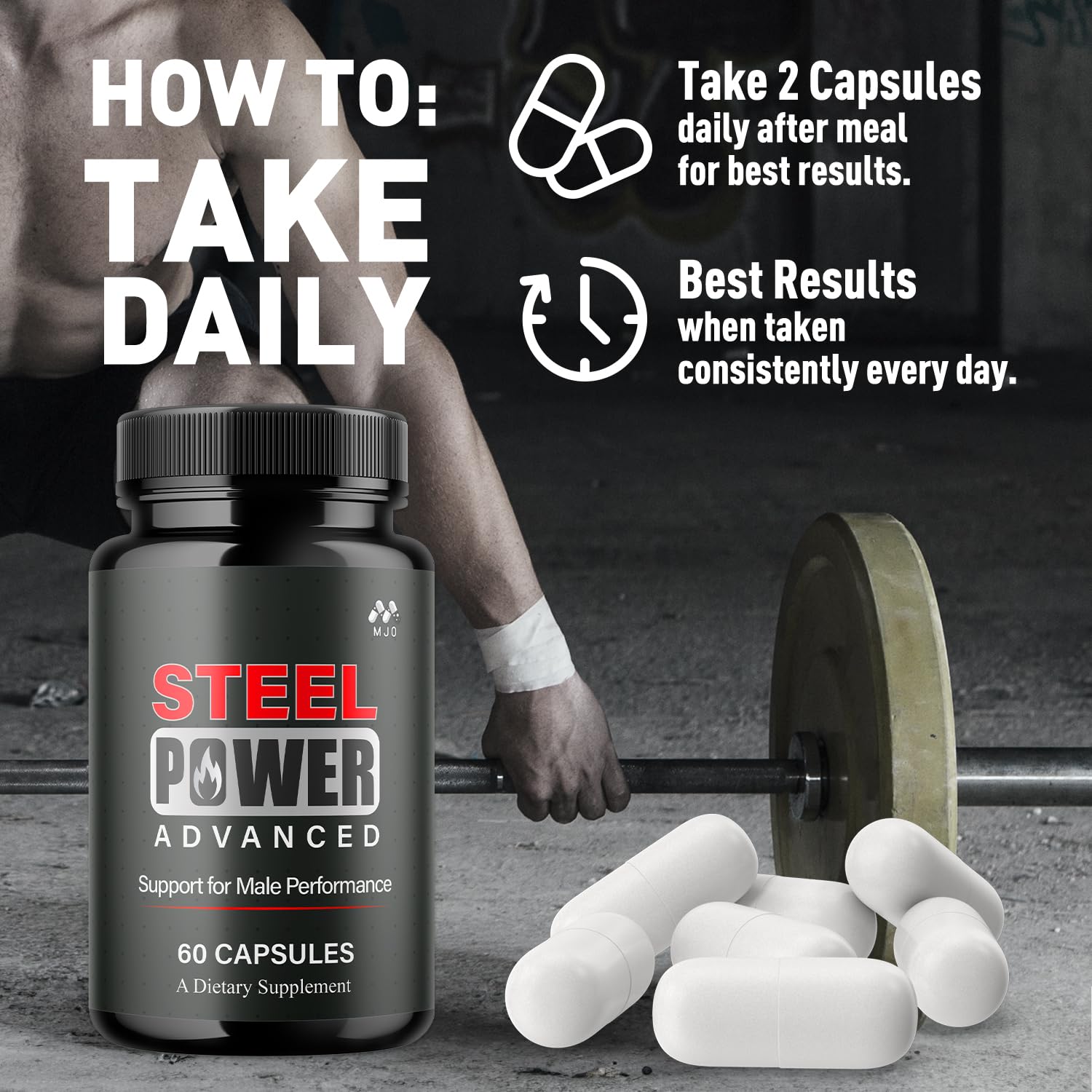 Steel Power Capsules, Official Steel Power for Men with All Natural Ingredients, Advanced SteelPower Men's Health and Wellness Vitamin Formula Pills with Maximum Strength Multivitamins (60 Capsules) MJO buy supplements canada