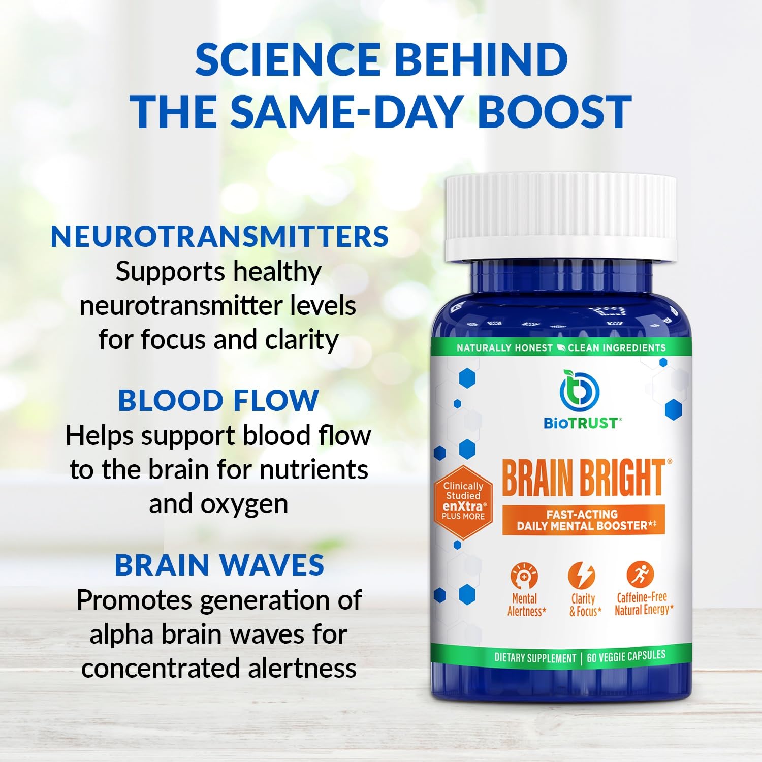 BioTrust Brain Bright – Daily Nootropic Boost for Focus, Concentration, Mental Clarity – Caffeine Free Nootropics Brain Support Supplement – Thai Ginger, Ginkgo, Folate, L-Theanine – 30 Servings BioTrust buy supplements canada