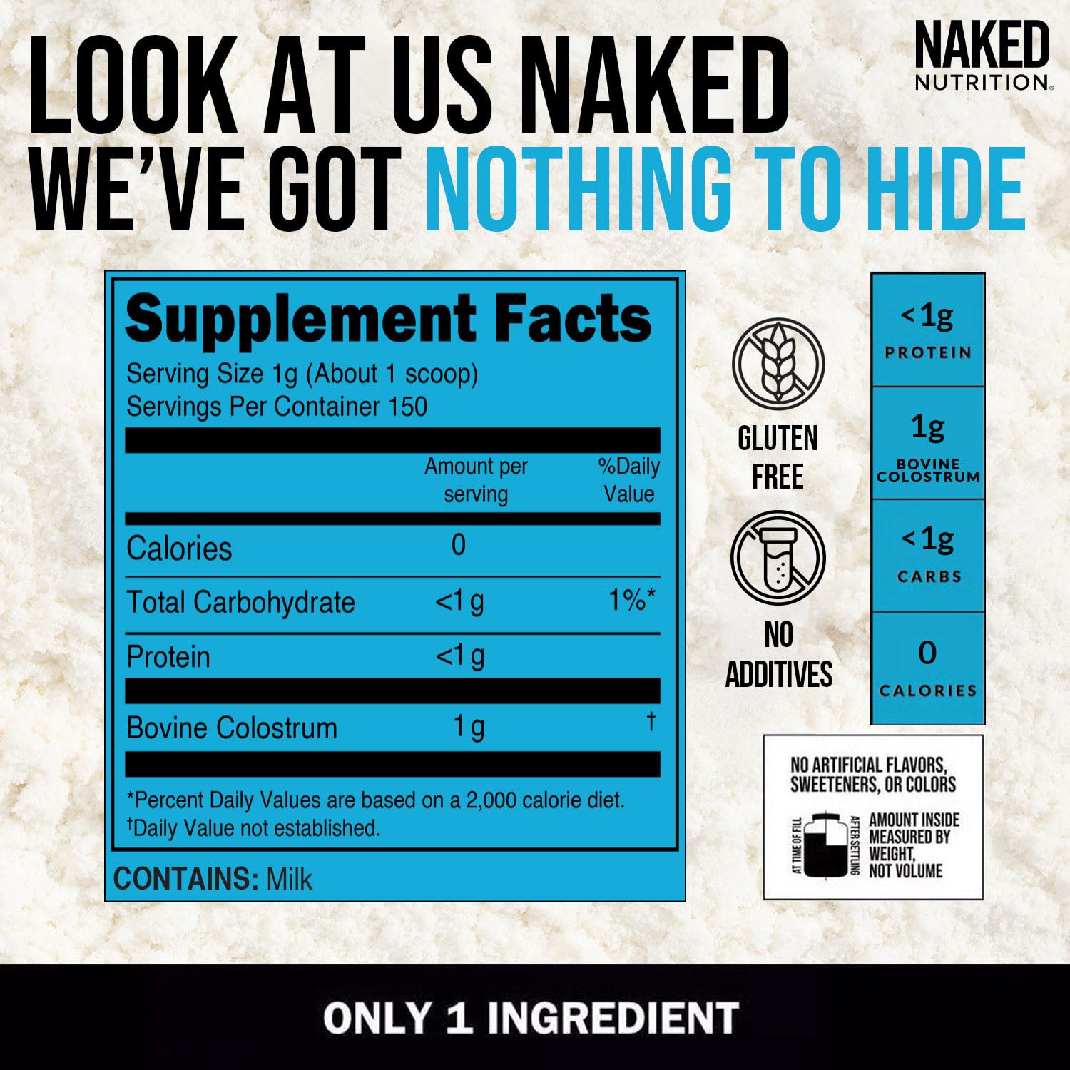 NAKED Colostrum Powder – 100% Grass-Fed Bovine Colostrum Supplement from US Farms | Tested at 20%+ IgG | Gut Health, Immunity, Recovery & Skin Support - 150 Servings NAKED buy supplements canada