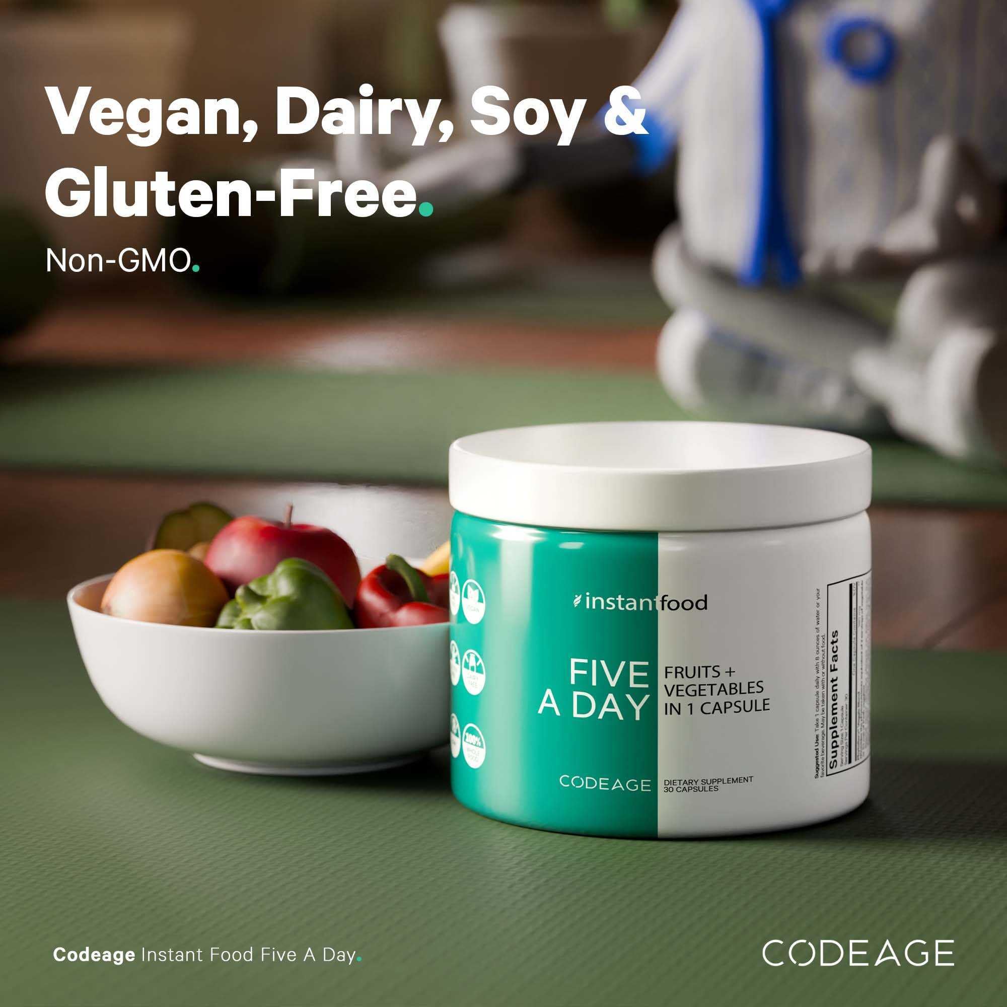 Codeage Instantfood Five A Day – Fruits & Vegetables Capsule Supplement – Whole Food Phytonutrients – 15 Fruits and Veggies Blend - Vegan, Non-GMO – 30 Capsules Codeage buy supplements canada