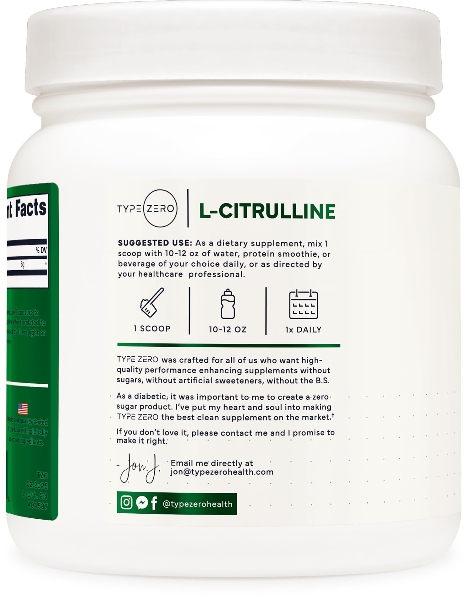 Type Zero Clean L-Citrulline Malate 2:1 Powder Drink Mix (500g, Unflavored) (83 Servings) - Keto Friendly, Gluten Free, Non-GMO Type Zero buy supplements canada