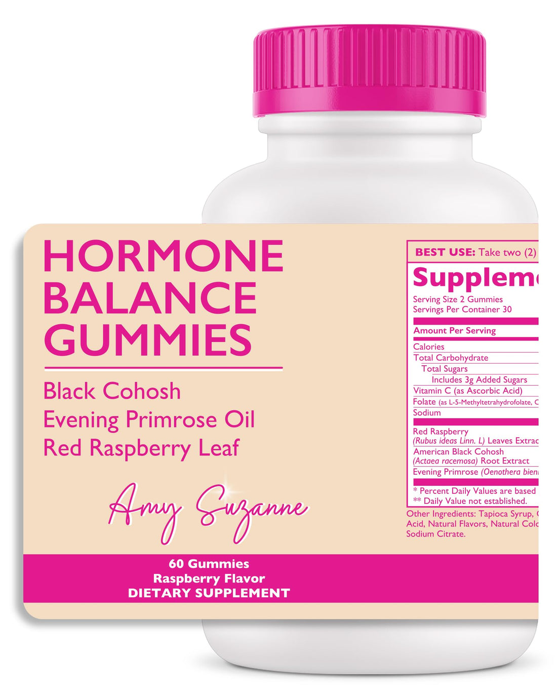 Amy Suzanne Hormone Balance Gummies for Women - Hormone Harmony for Mood, Energy, Bloating - Hormonal PMS, Perimenopause & Menopause Support - Red Raspberry Leaf & Black Cohosh - 60 Gummy Supplements Amy Suzanne buy supplements canada