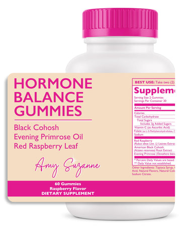 Amy Suzanne Hormone Balance Gummies for Women - Hormone Harmony for Mood, Energy, Bloating - Hormonal PMS, Perimenopause & Menopause Support - Red Raspberry Leaf & Black Cohosh - 60 Gummy Supplements Amy Suzanne buy supplements canada