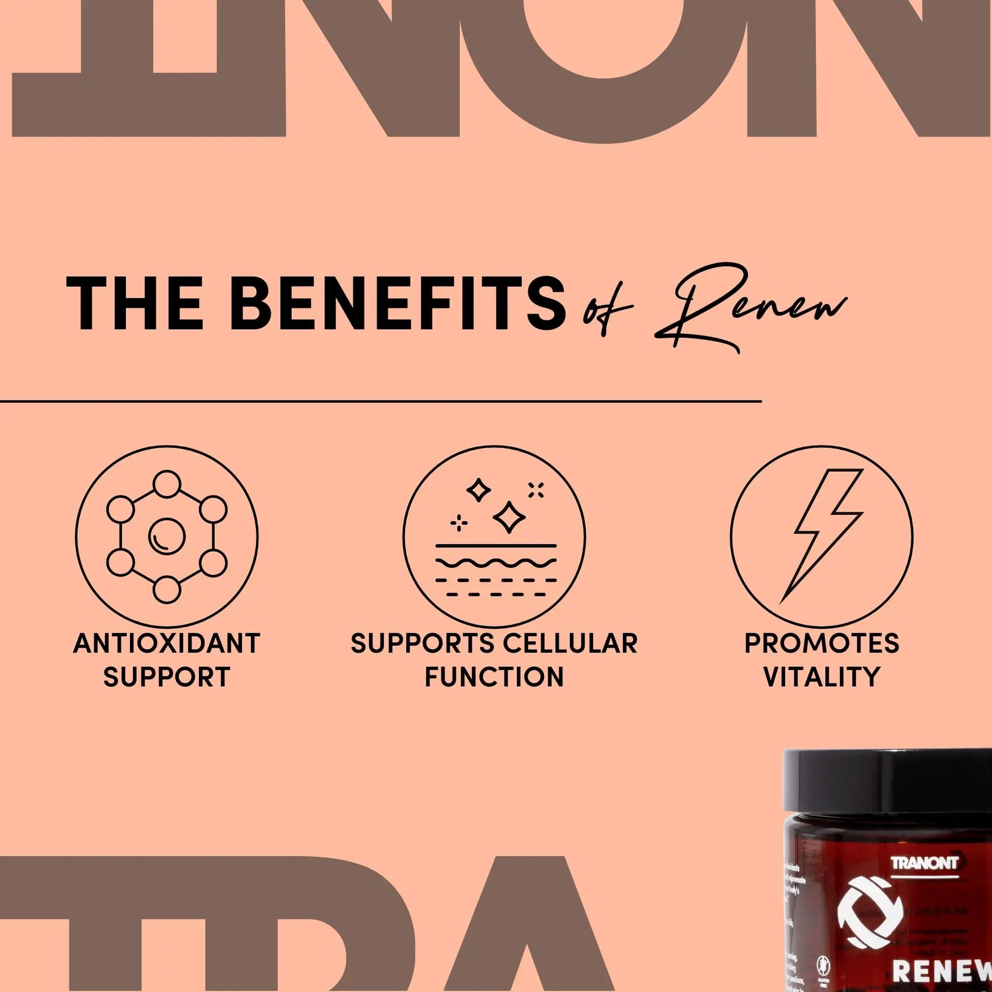 Tranont Renew - Antioxidant Complex for Vitality & Wellness | Vitamin E Tocotrienols & Geranylgeraniol | Supports Healthy Cellular Function, Joint Health, & Youthful Glow - 30 Capsules Tranont buy supplements canada
