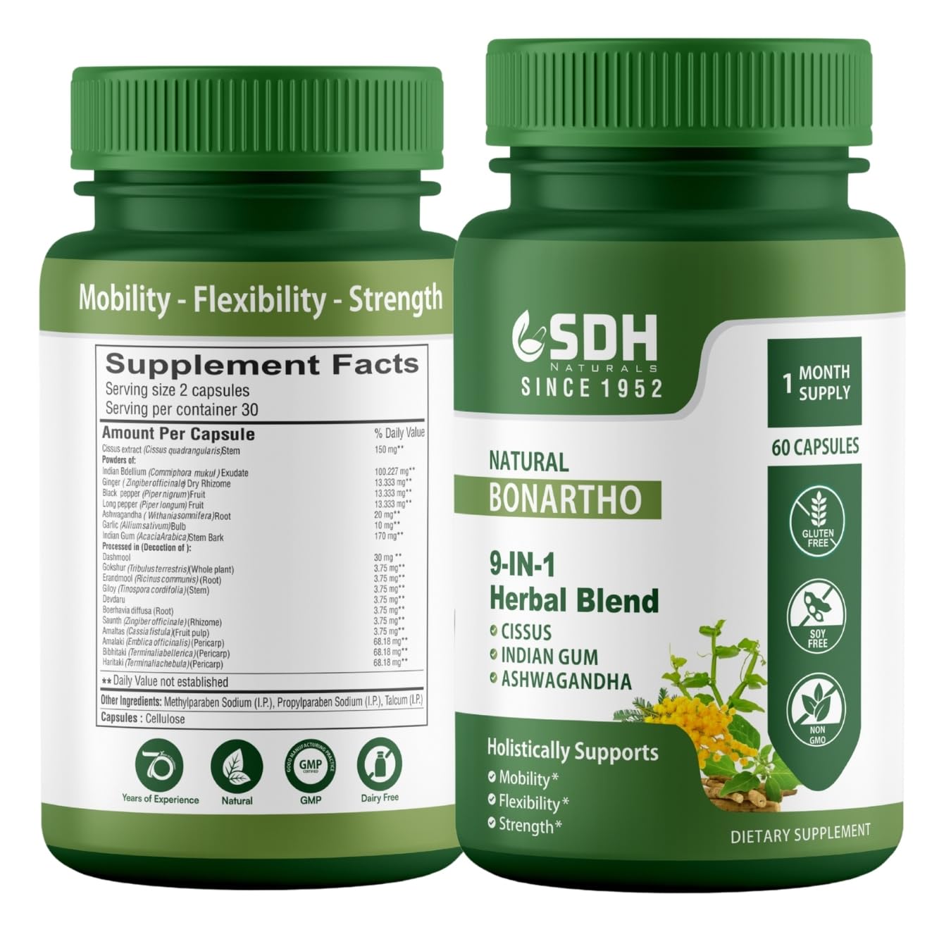 SHREE DHANWANTRI HERBALS SDH Bonartho | Bone & Joint Support Supplement | Move with Comfort & Ease | 60 Caps (1 Mon Supply) SHREE DHANWANTRI HERBALS buy supplements canada