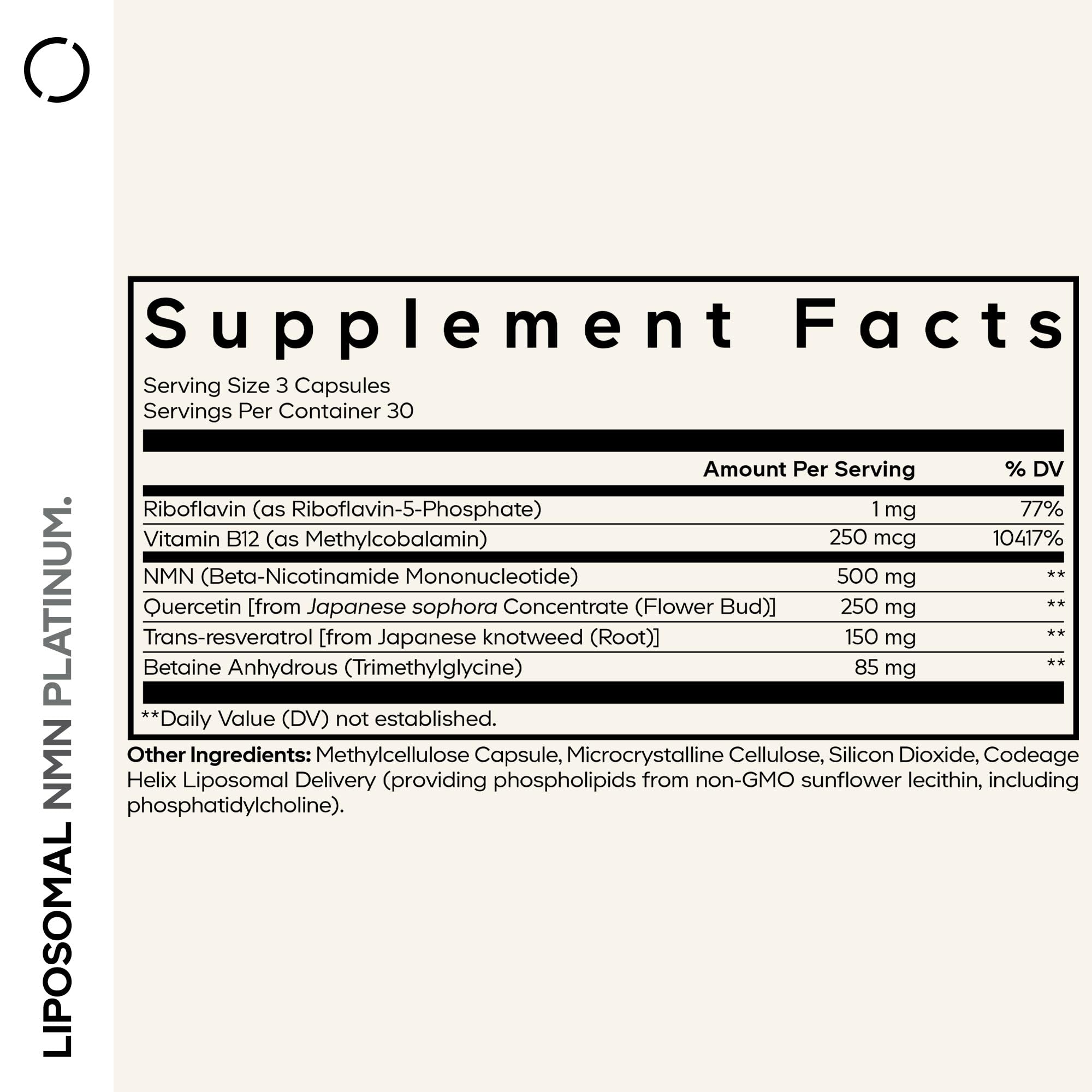 Codeage Liposomal NMN Platinum - 500 mg NMN Supplement, Nicotinamide Mononucleotide, NAD Precursor - Quercetin, Resveratrol, Betaine TMG, Vitamin B2 Riboflavin & Vitamin B12 - Non-GMO - 90 Capsules Codeage buy supplements canada