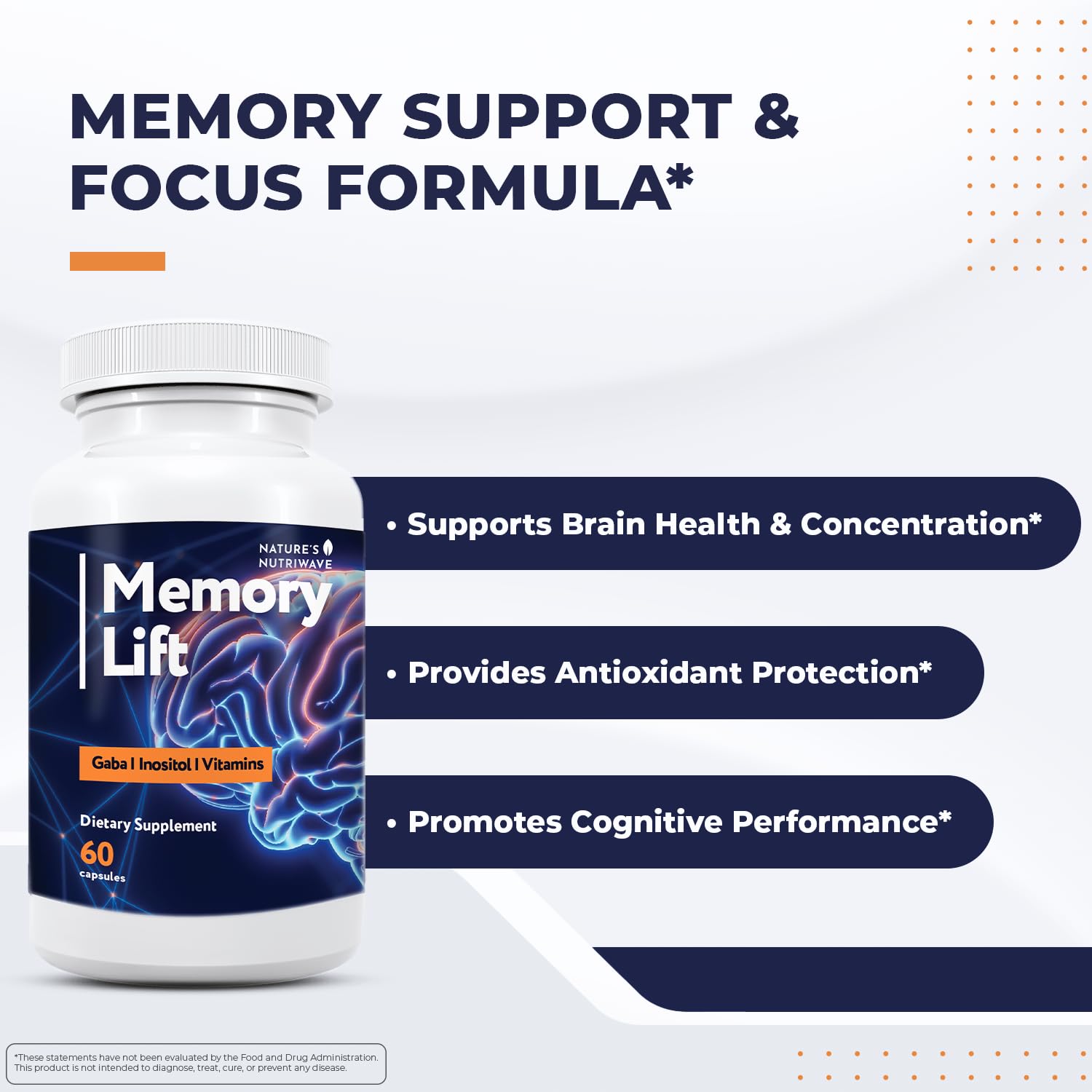 Nature’s NutriWave Memory Lift Capsules – Natural Daily Supplement with Vitamins A, C, D, E, B-Complex, Biotin & Choline – Made in USA, GMP-Certified, Non-GMO, Vegetarian – 60 Caps, 1 Month Supply Nature’s NutriWave buy supplements canada