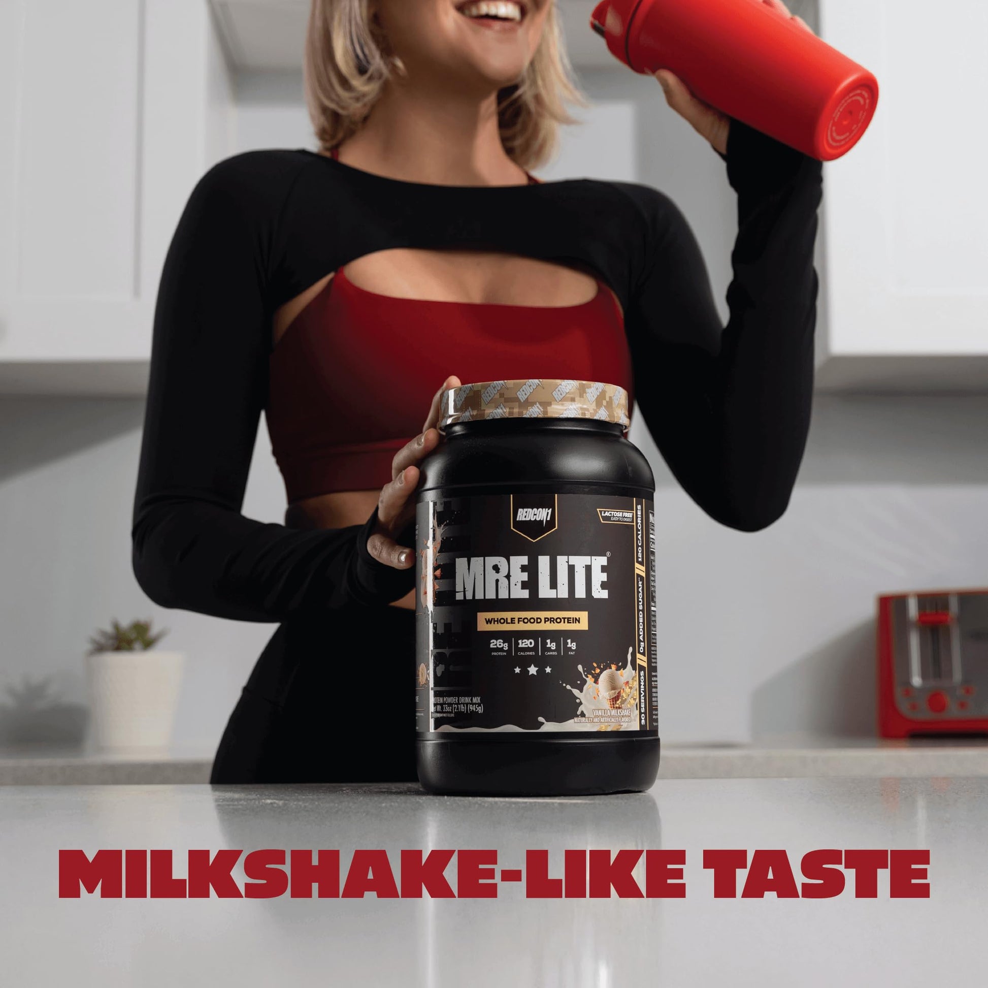 REDCON1 MRE LITE Whole Food Protein Powder, Vanilla Milkshake - Lactose Free & Sugar Free Meal Replacement with Animal Protein Blends - Easy to Digest Formula - Only 1g Carb per Serving (30 Servings) REDCON1 buy supplements canada