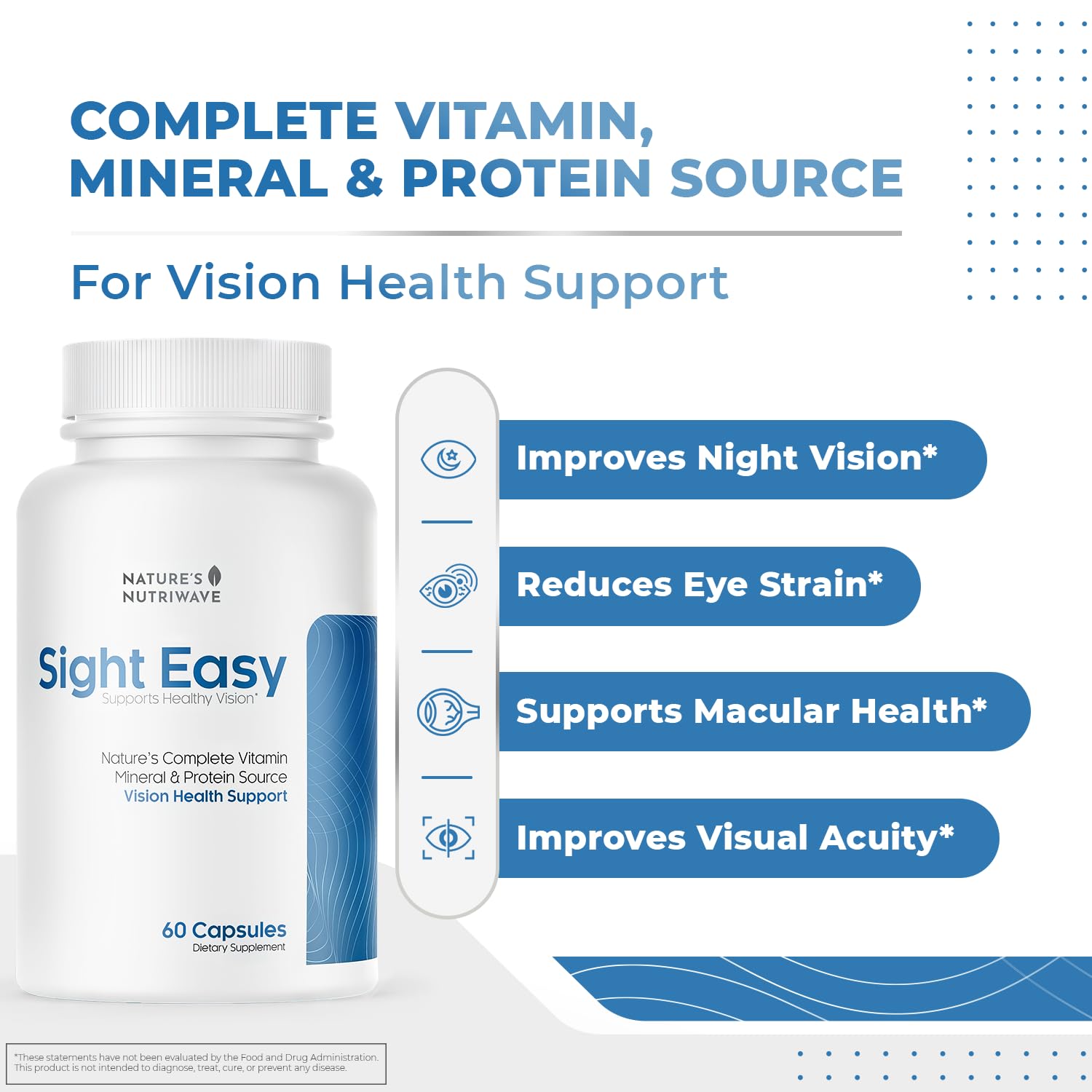 SIGHT EASY - Eye Vitamins & Mineral Supplements with Lutein & Zeaxanthin, Vitamin C, Vitamin E, Zinc and Bilberry for Healthy Vision and Eye Function Support - 60 Capsules, 1 Month Supply Nature’s NutriWave buy supplements canada