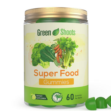 Greenshoots Super Food Gummies with Super Greens Blend, Vitamin A & C – Broccoli, Spinach, Moringa & Chlorella – Vegan, Sugar Free, Daily Nutrition Support, 60 Gummies Greenshoots buy supplements canada