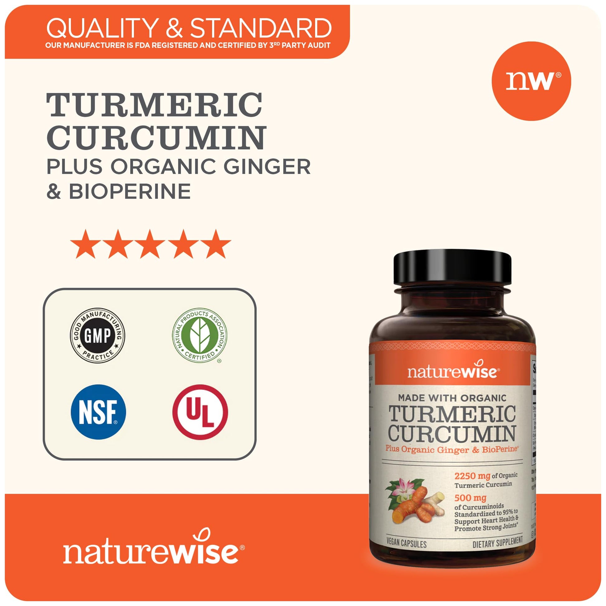 NatureWise Curcumin Turmeric 2250mg | 95% Curcuminoids & BioPerine Black Pepper NatureWise buy supplements canada