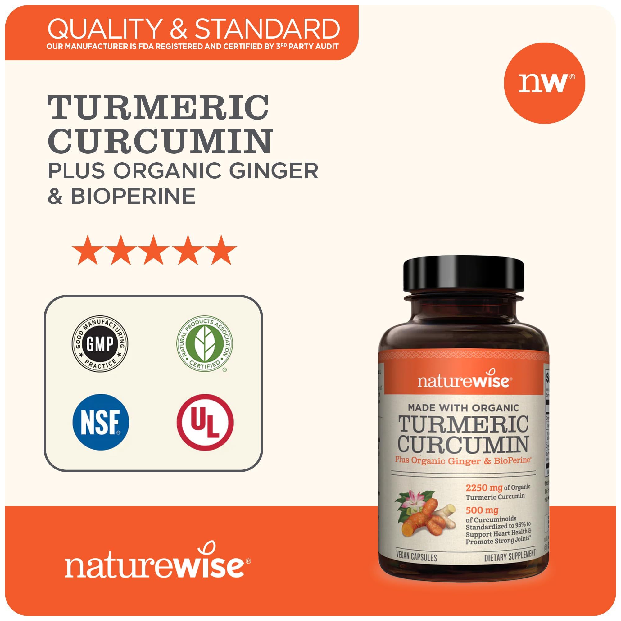 NatureWise Curcumin Turmeric 2250mg | 95% Curcuminoids & BioPerine Black Pepper NatureWise buy supplements canada