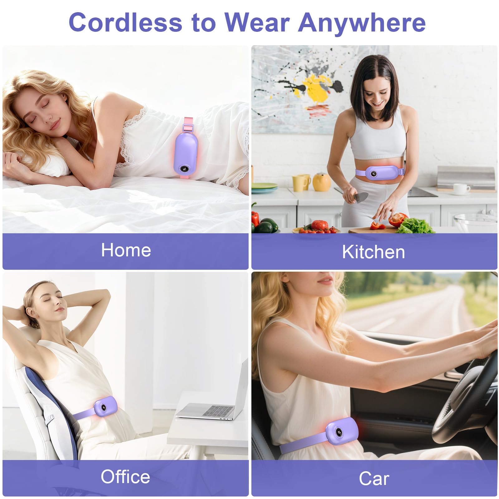 Heating Pad for Period Cramps, 3 Heat Levels and 3 Massage Modes, Portable Heating Pad for Menstrual Cramps Relief, Electric Heat Belt, Christmas Gifts for Women and Girl Stocking Stuffers(Purple) SZO buy supplements canada