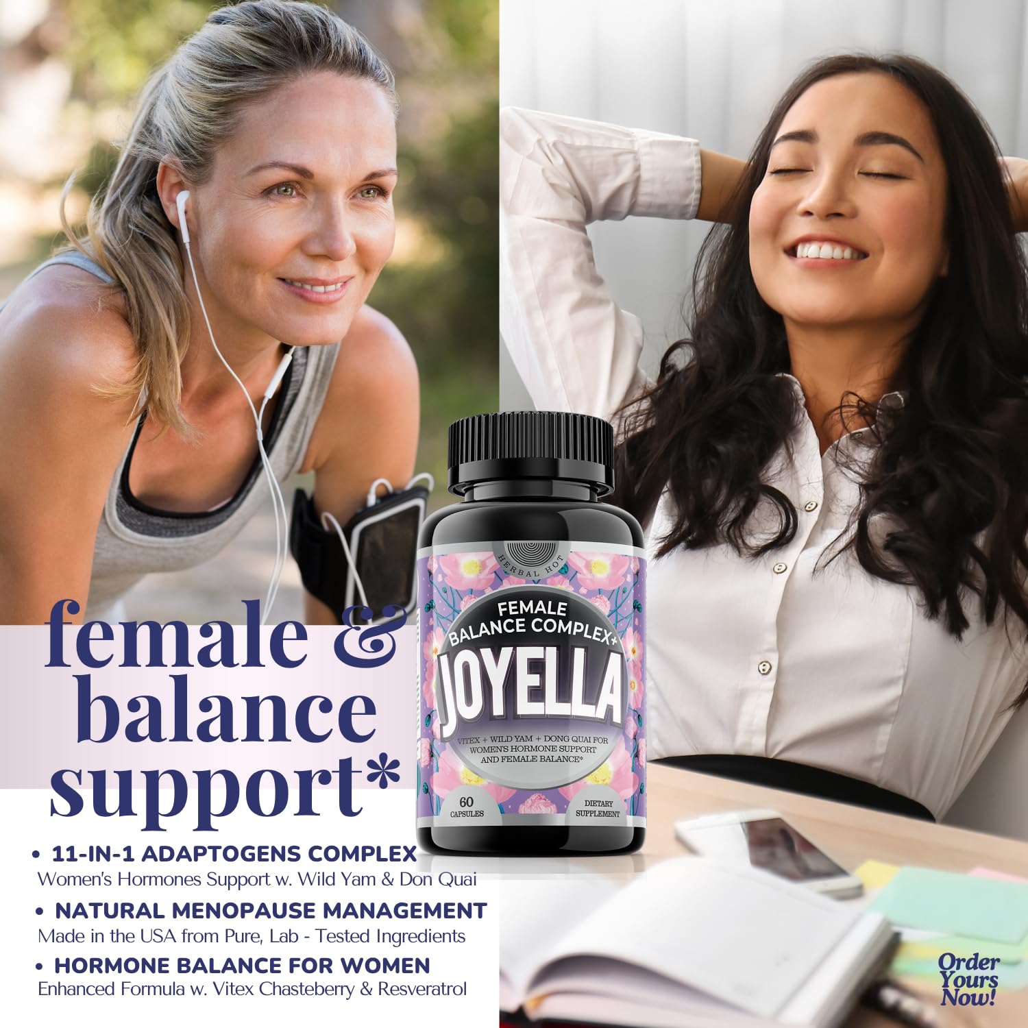 11-in-1 Hormonal Balance, Relief for Menopause Symptoms, Helps Reduce Hot Flashes, Night Sweats, and Mood Swings, Clinically Proven Ingredients, Natural PMS Support, Made in USA, 3rd Party-Tested HERBAL HOT buy supplements canada